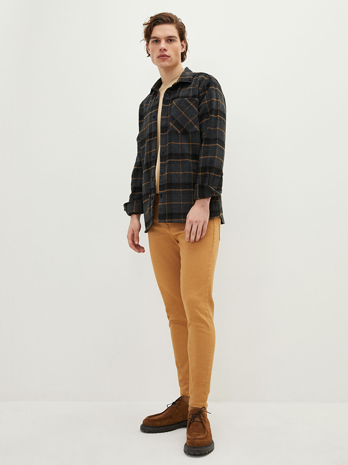XSIDE Regular Fit Long Sleeve Plaid Men's Flannel Shirt
