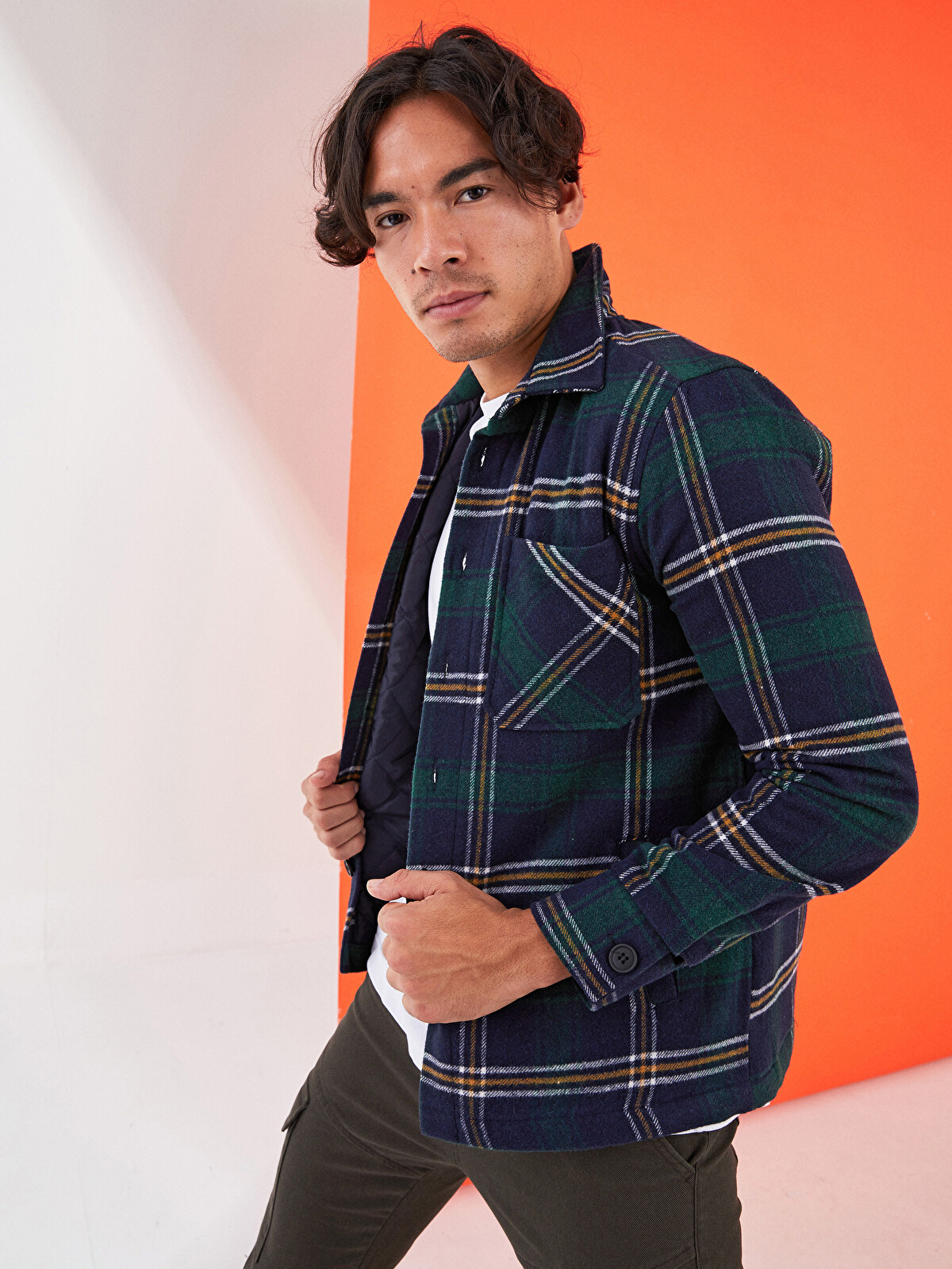 XSIDE Regular Fit Long Sleeve Plaid Men's Flannel Shirt Jacket