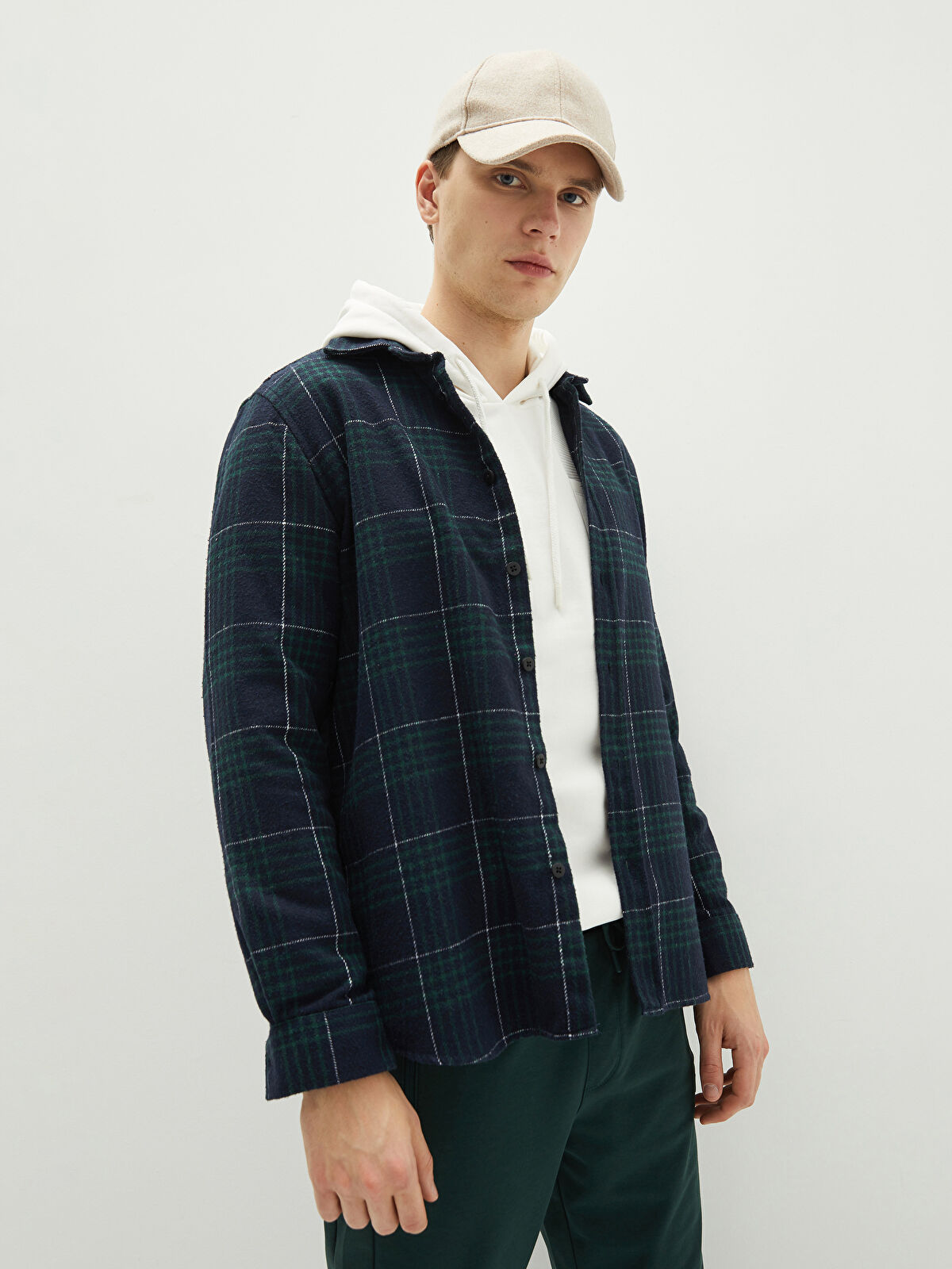 XSIDE Regular Fit Long Sleeve Plaid Men's Flannel Shirt