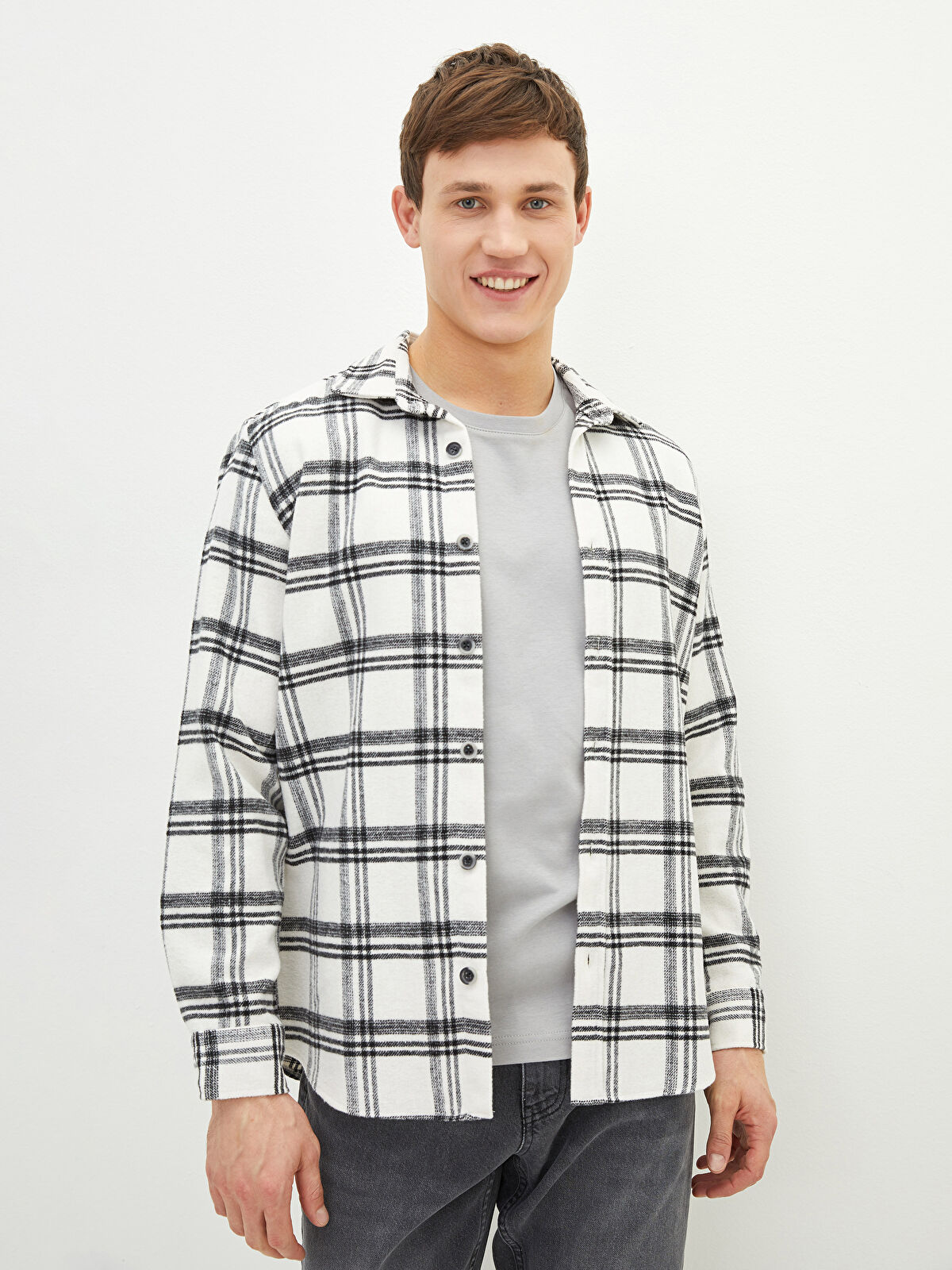 XSIDE Regular Fit Long Sleeve Plaid Men's Flannel Shirt