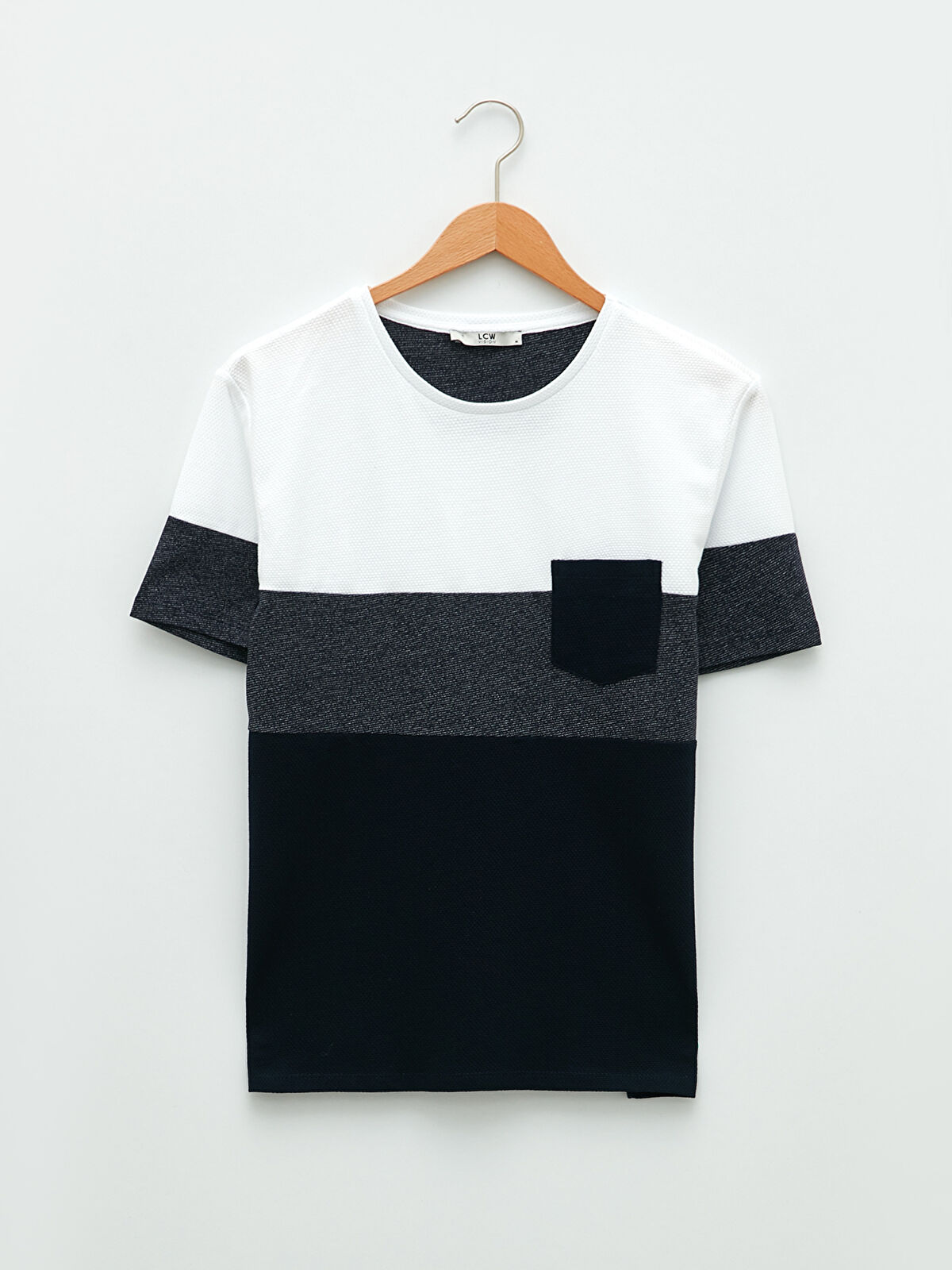 Crew Neck Short Sleeve Color Block Piqué Men's T-Shirt