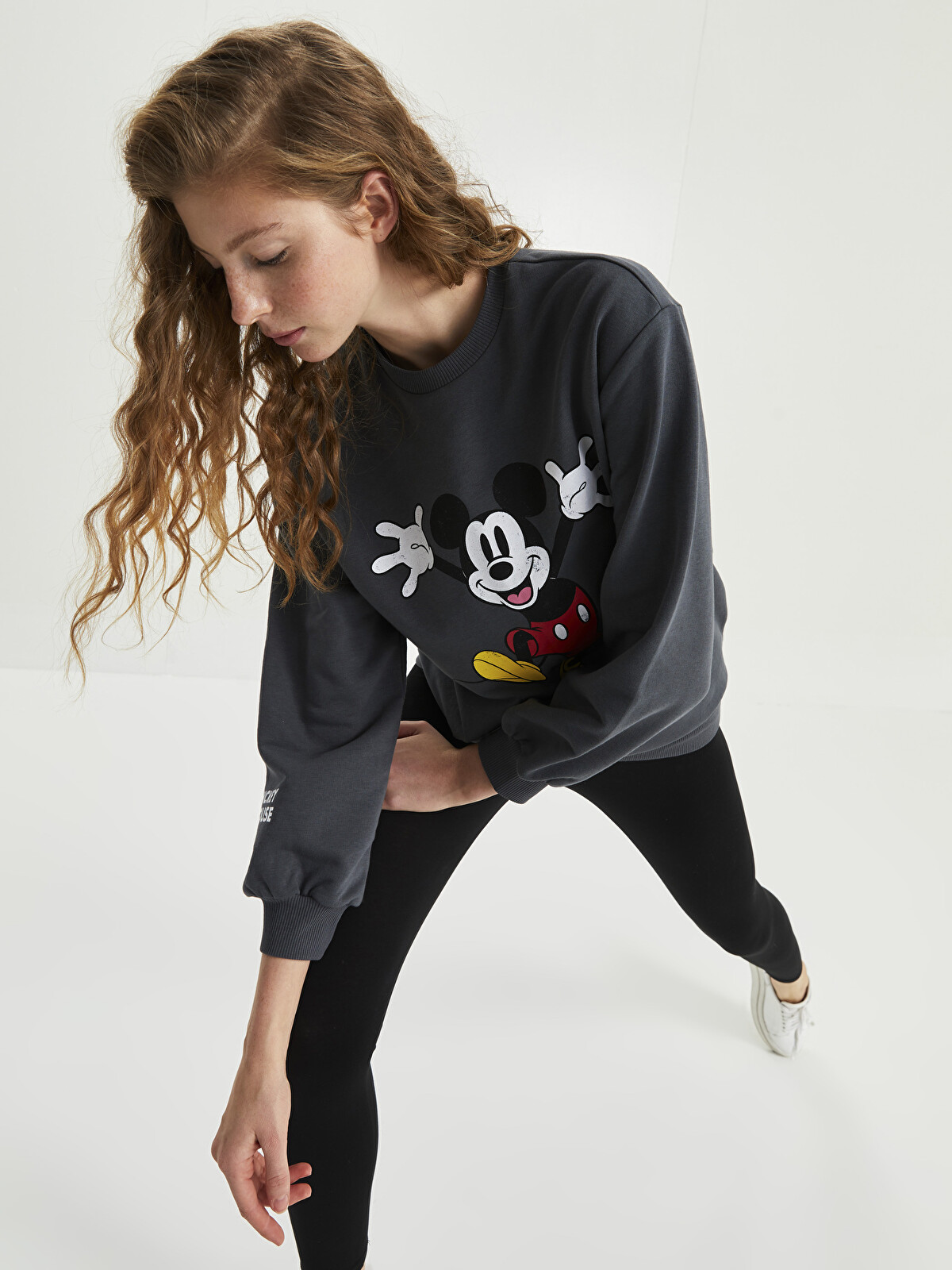 miki XSIDE Bisiklet Yaka Mickey Mouse Baskılı Uzun Kollu Kadın