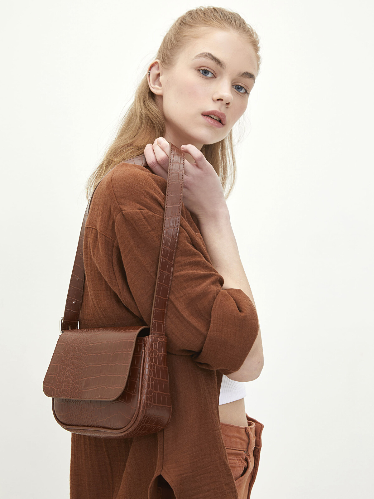 LCW ACCESSORIES Leather Look Self Patterned Women's Shoulder Bag