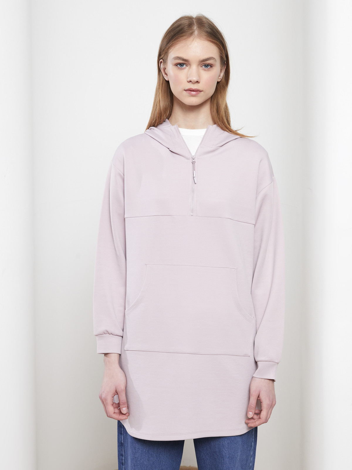 LCW Modest Hooded Plain Long Sleeve Women's Tunic - S2EO85Z8-SCM