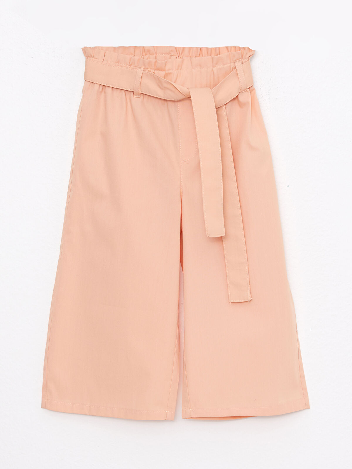 LCW Kids Elastic Waist Basic Wide Leg Poplin Girl Capri