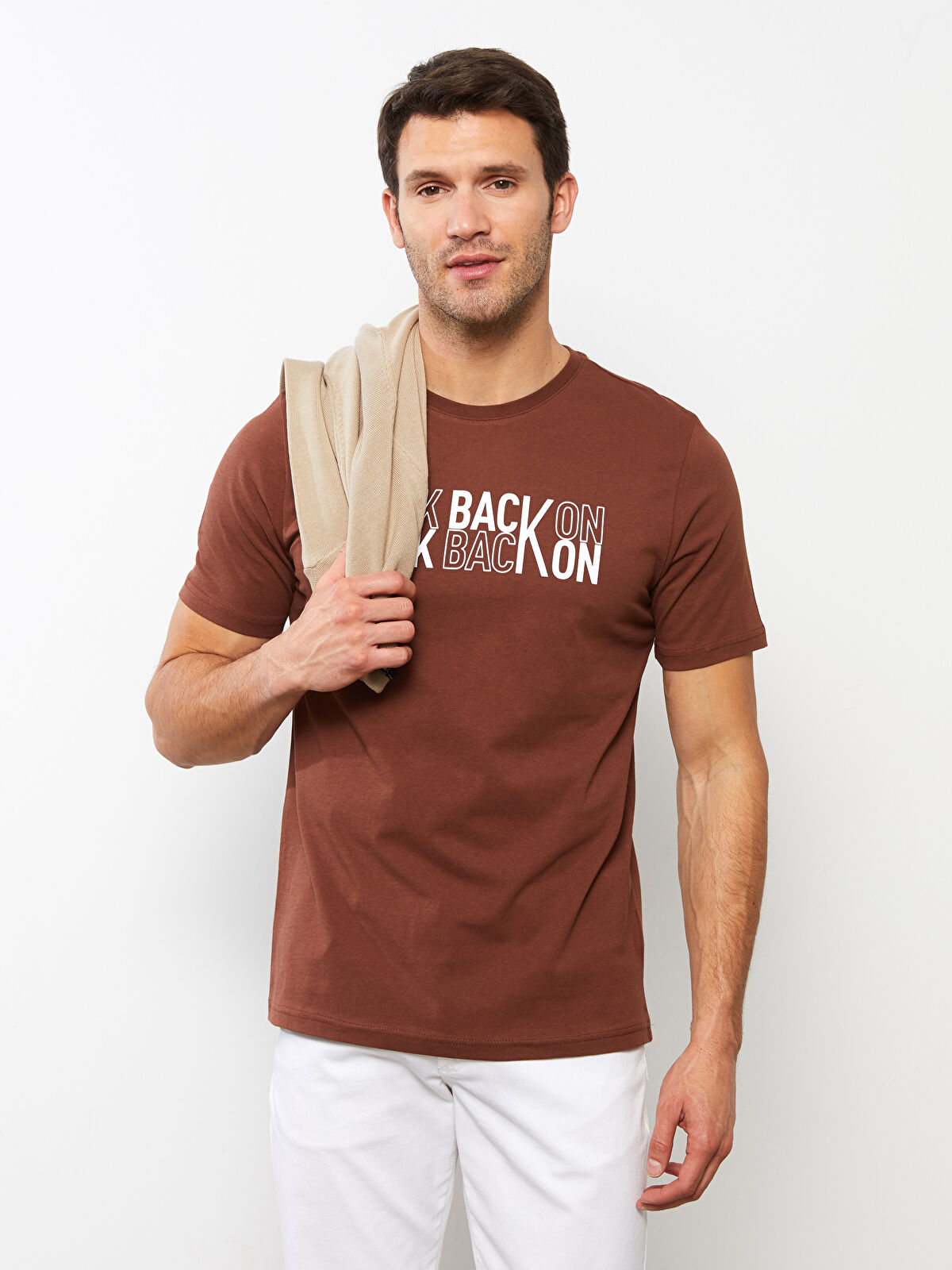 Crew Neck Short Sleeve Printed Combed Cotton Men's T-shirt