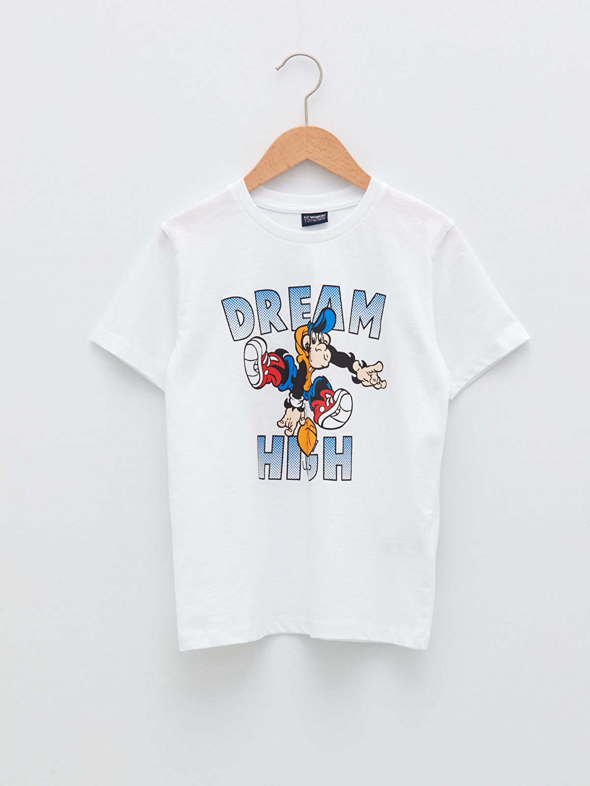 Crew Neck Nostalgic Monkey Printed Short Sleeve Boys' T