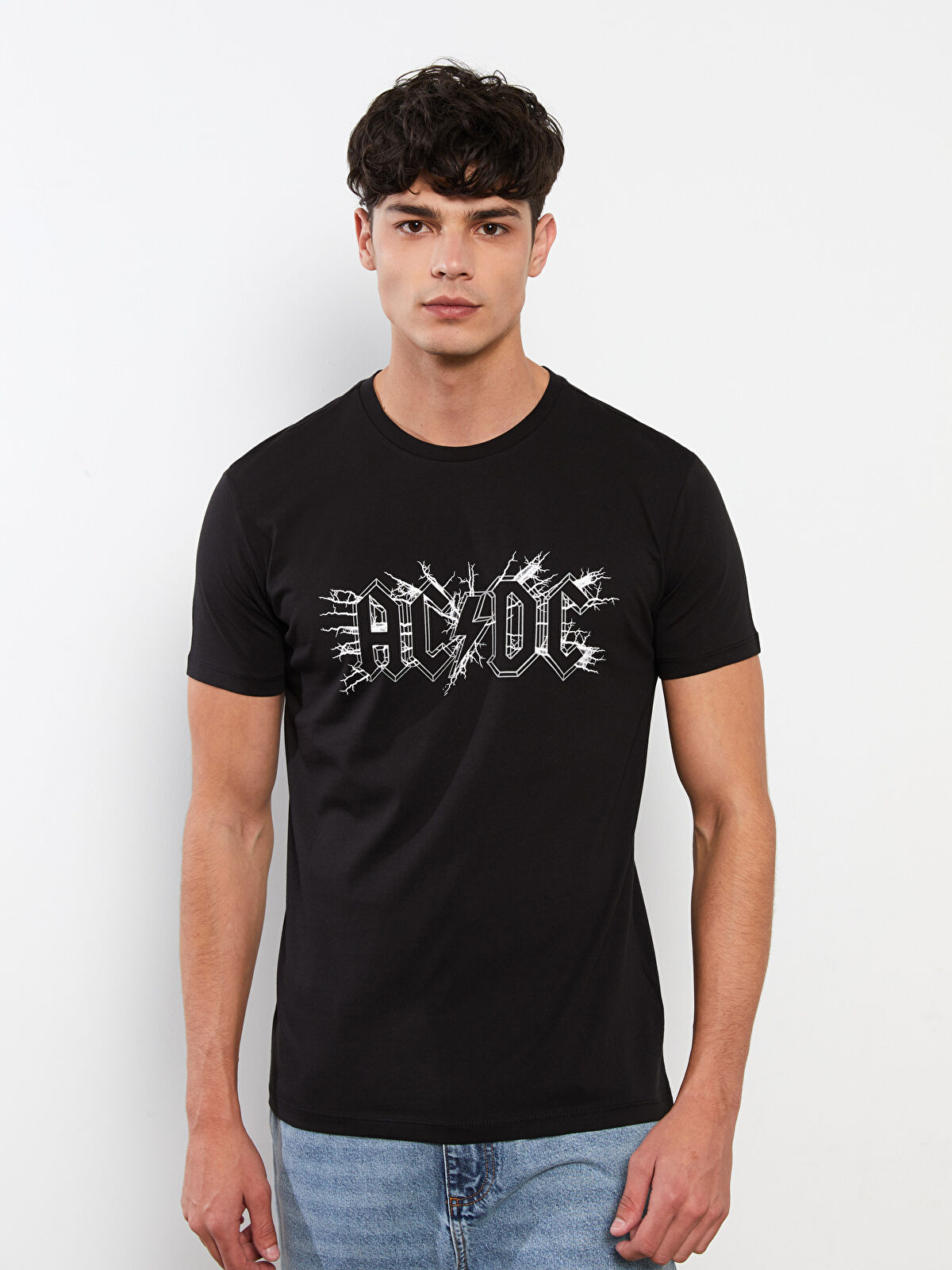 XSIDE Crew Neck Short Sleeve AC/DC Printed Jersey Men's T