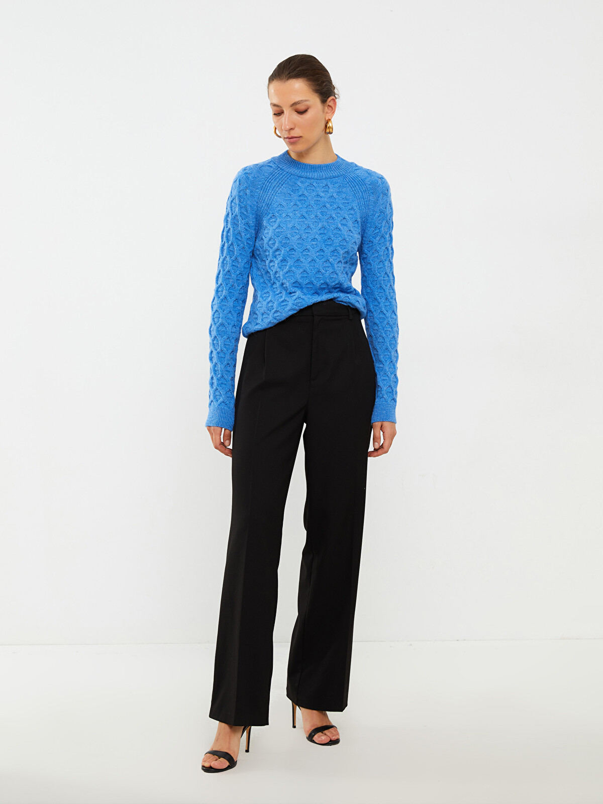 LCWAIKIKI Basic Crew Neck Self Patterned Long Sleeve Women's