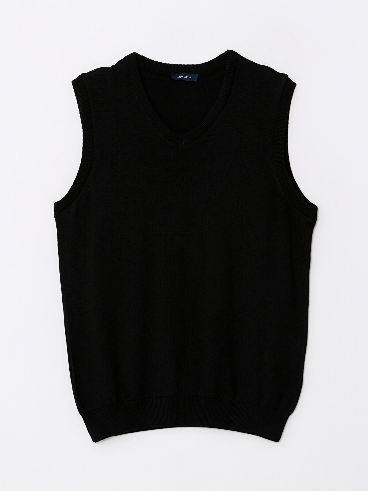 【L】Cotton Wool V-neck Knit Vest (black) LCWAIKIKI Classic Standard Fit V Neck Men's Knitwear Sweater Vest