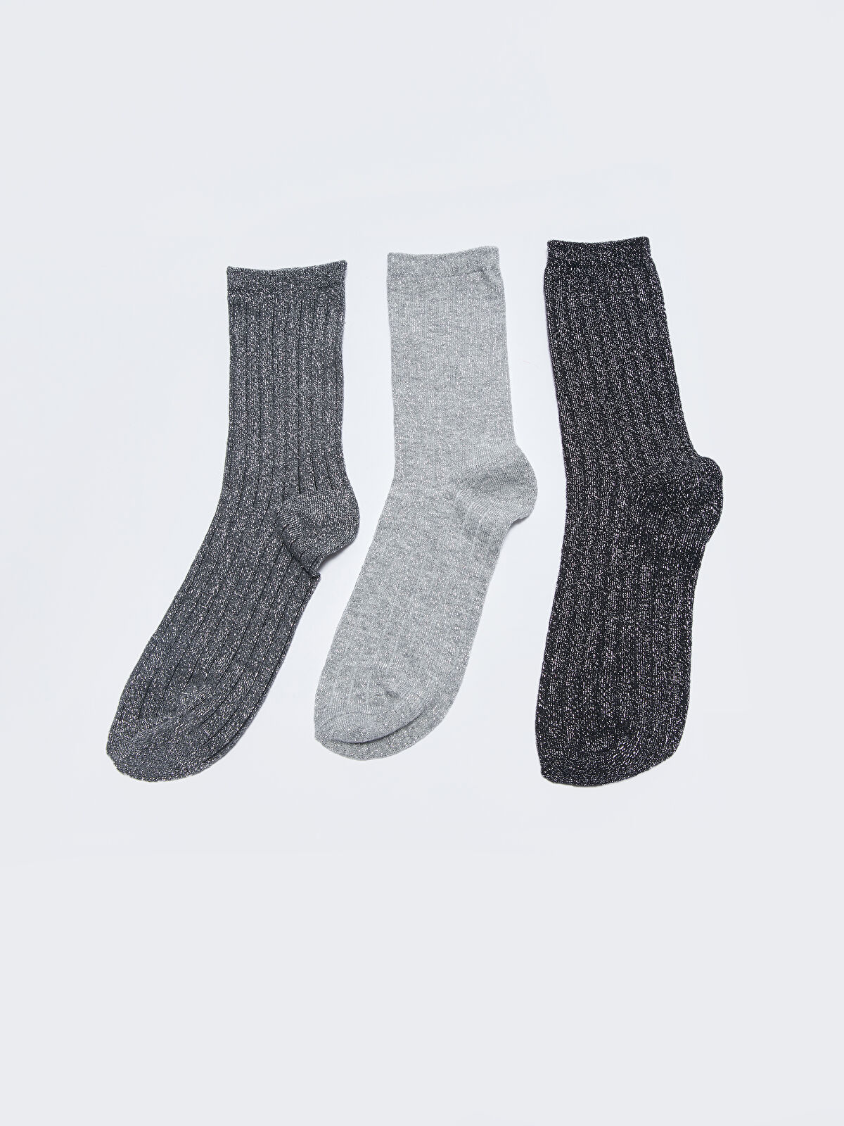 osoraページ LC Waikiki Silver Detailed Women's Socket Socks 3-Pack