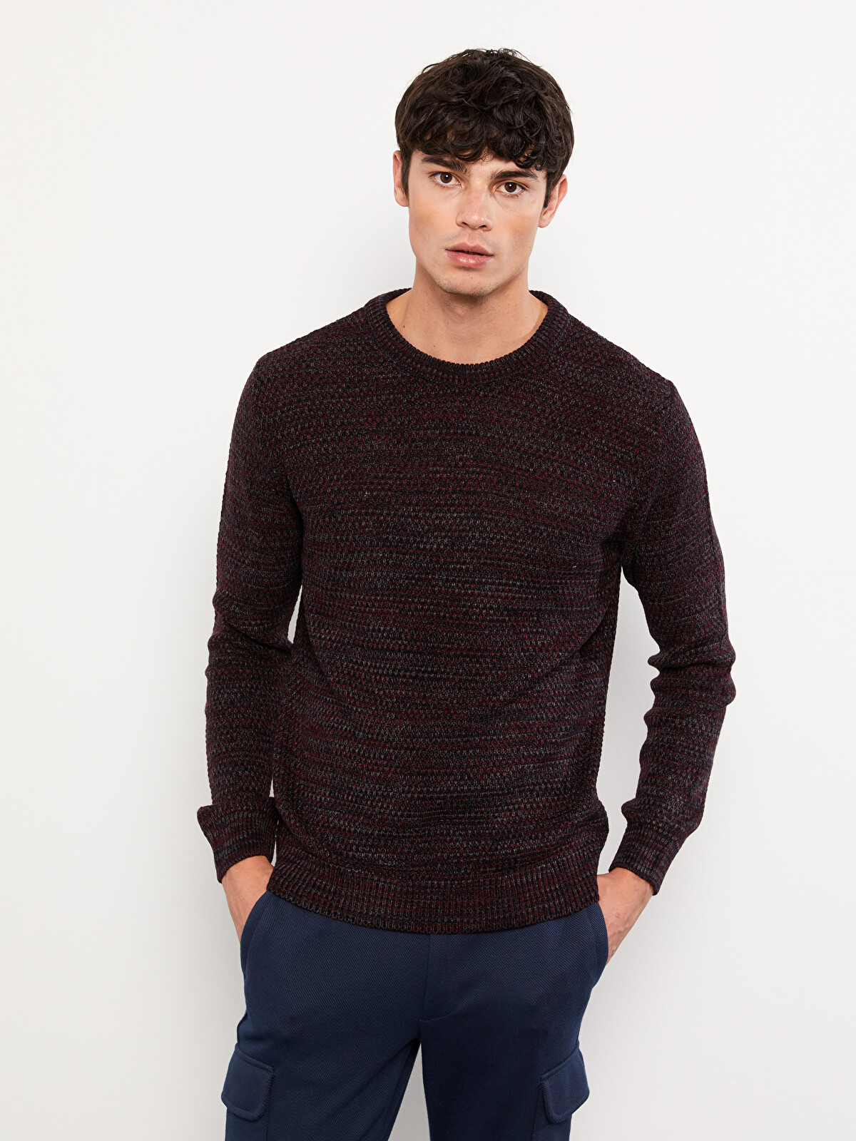 XSIDE Crew Neck Long Sleeve Men's Tricot Sweater - W21313Z8-L9J
