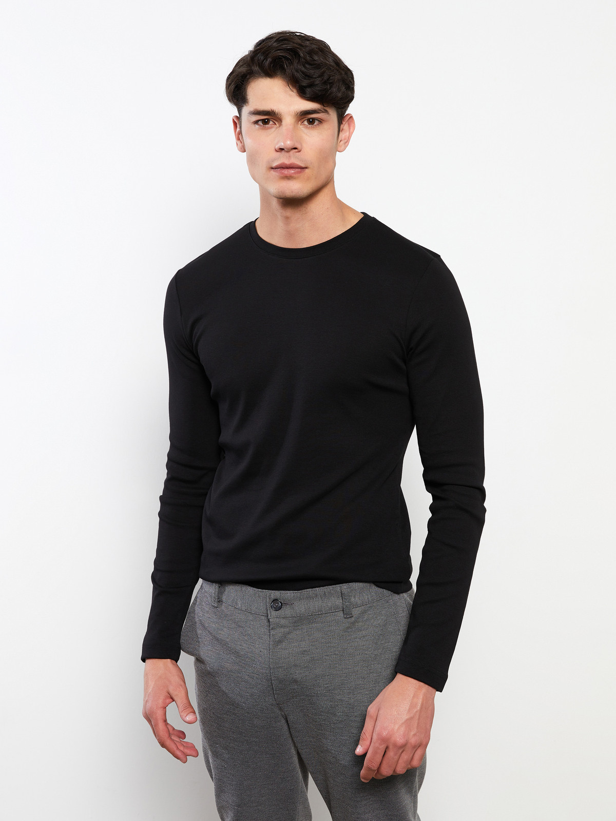LCWAIKIKI Basic Crew Neck Long Sleeve Jersey Men's T-shirt