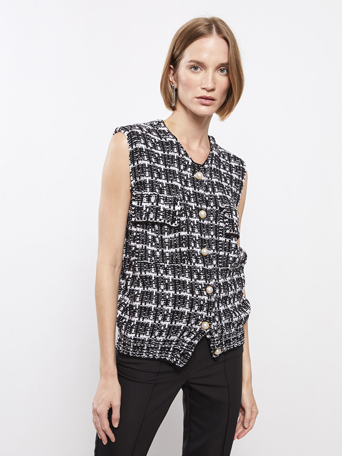 tシャツ BPY COTTON LACE VEST レディース LCWAIKIKI Basic Crew Neck Patterned Women's Fabric Vest