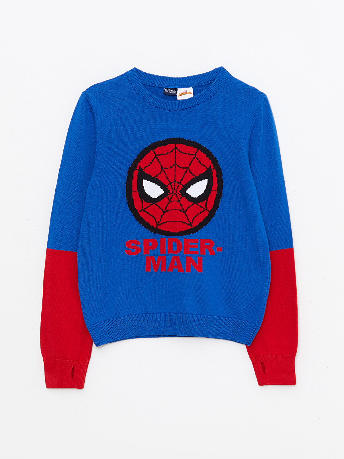 LCW Kids Mavi Bisiklet Yaka Spider-Man Desenli Uzun Kollu Erkek