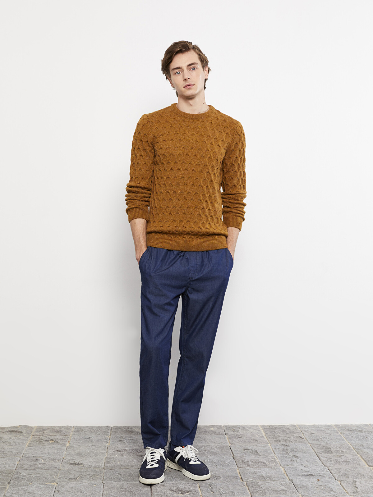 XSIDE Crew Neck Long Sleeve Men's Tricot Sweater - W23912Z8-F9N