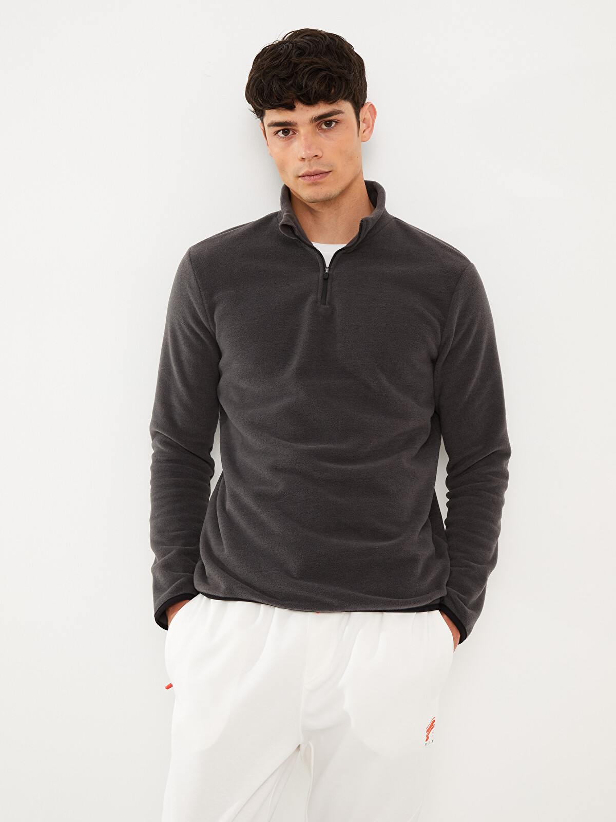 オブシディアン　ブラック　XL XSIDE ACTIVE Gri Dik Yaka Uzun Kollu Erkek Polar Sweatshirt