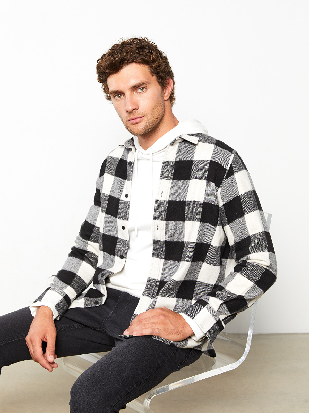 XSIDE Regular Fit Long Sleeve Plaid Men's Flannel Shirt - W25472Z8