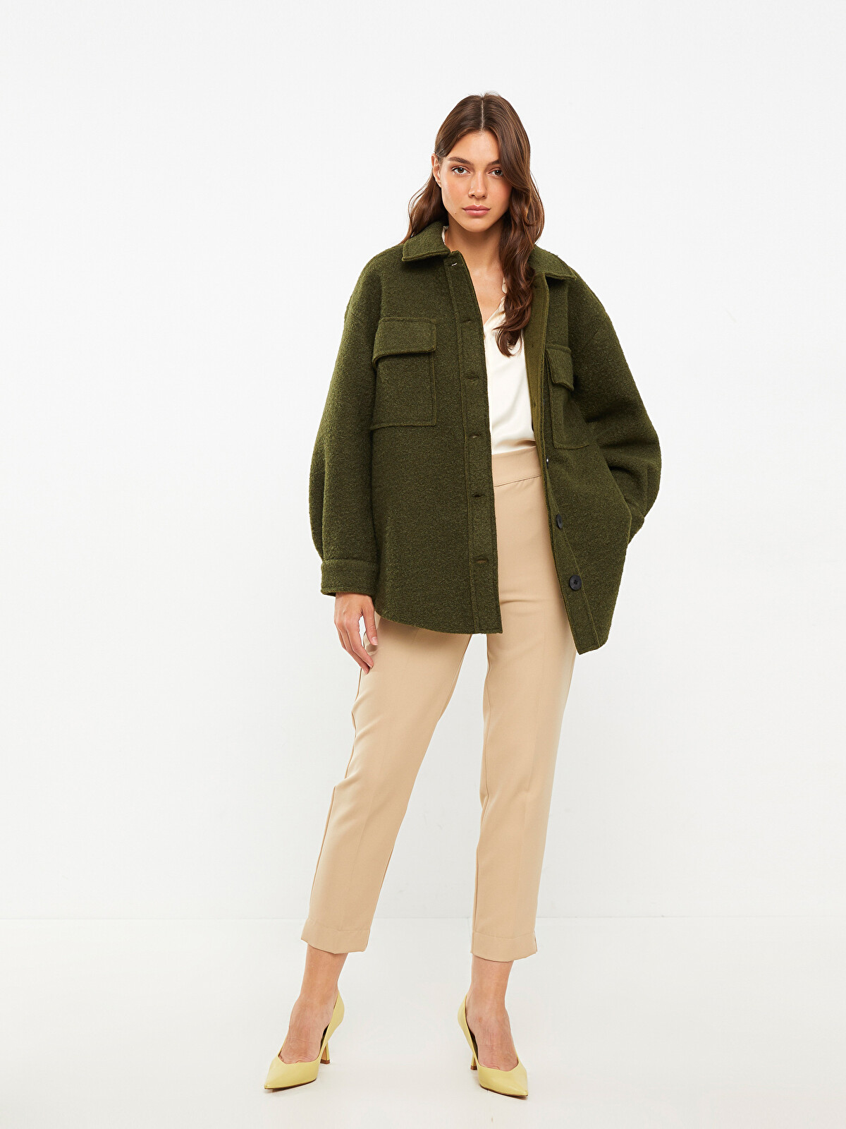LCWAIKIKI Classic Collared Neck Oversize Women's Jacket - W25589Z8