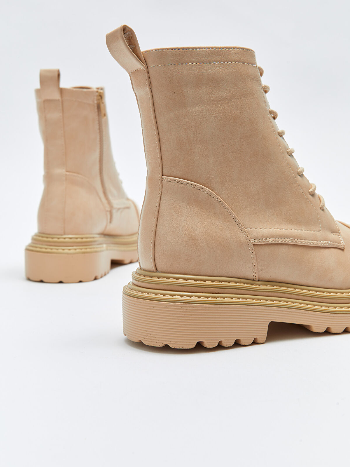 LCW Leather Look Lace Up and Zipper Women's Snow Boots