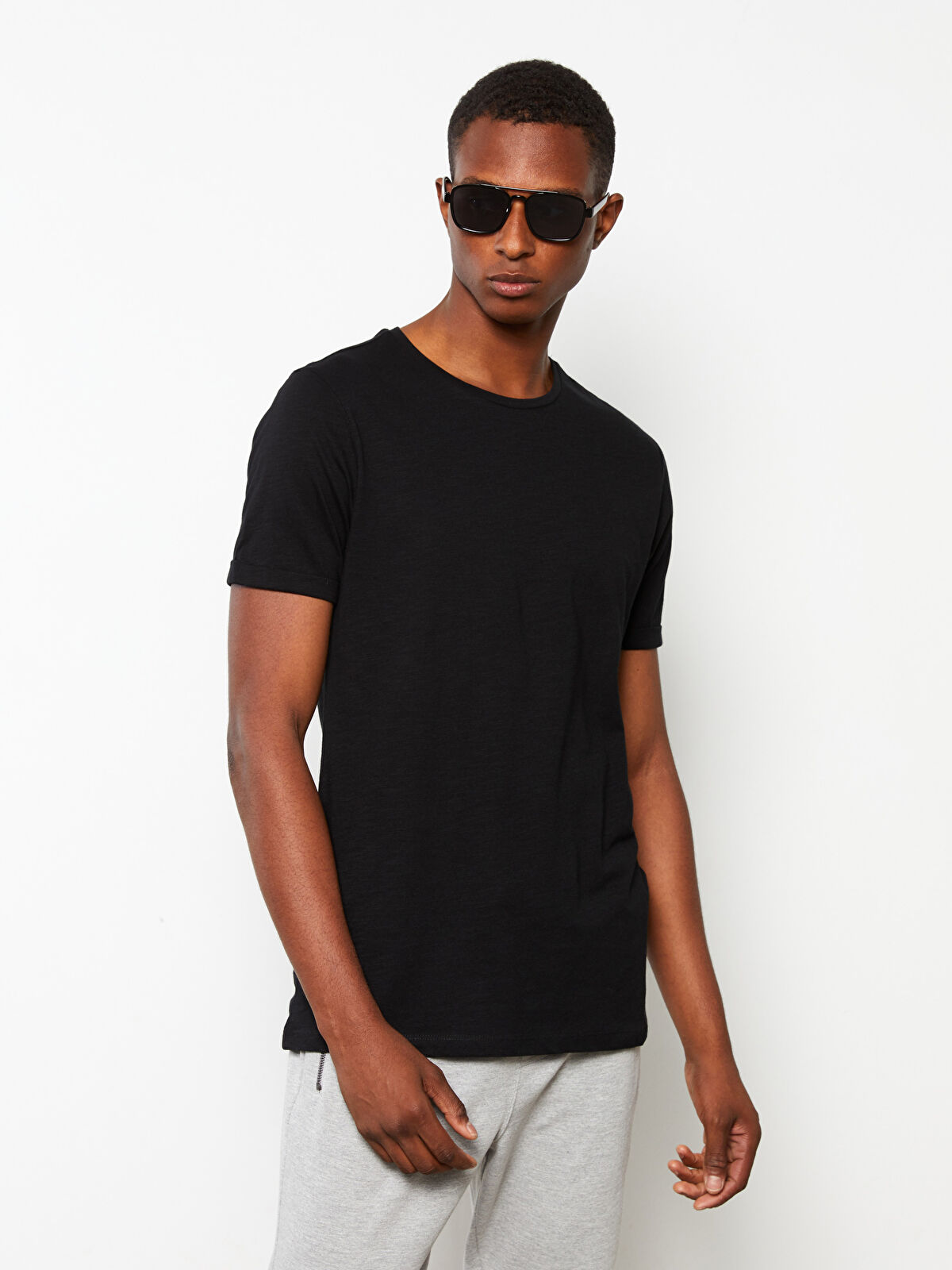 XSIDE Bisiklet Yaka Penye Erkek Tişört - W26769Z8-CVL | LCW