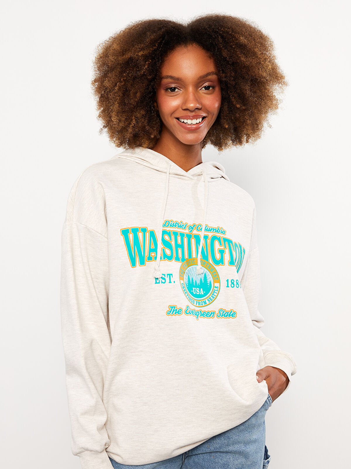 LCW Vision Hooded Printed Long Sleeve Women's Sweatshirt