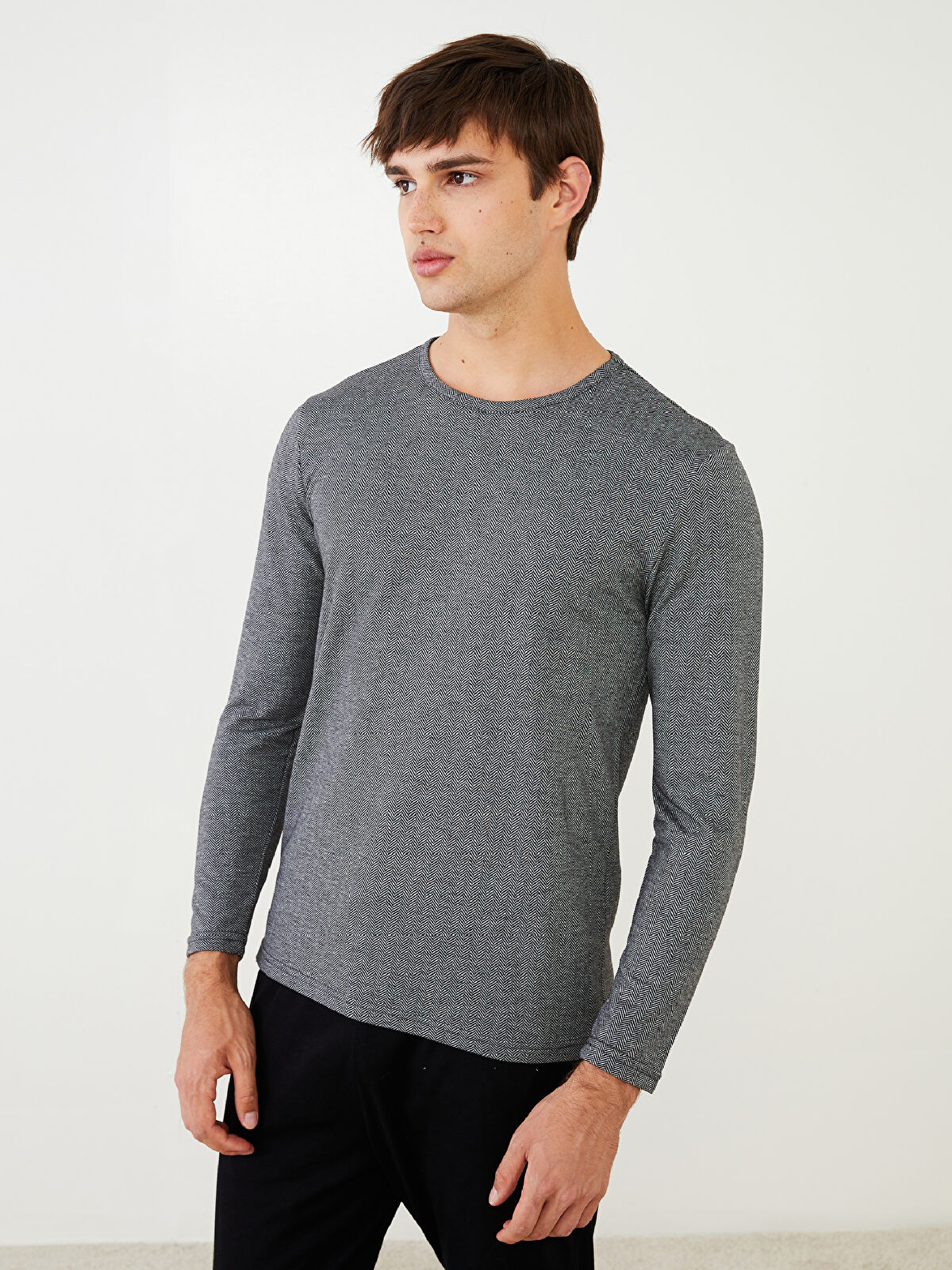 rann様 LC WAIKIKI Crew Neck Long Sleeve Men's Pyjama Top -W27931Z8