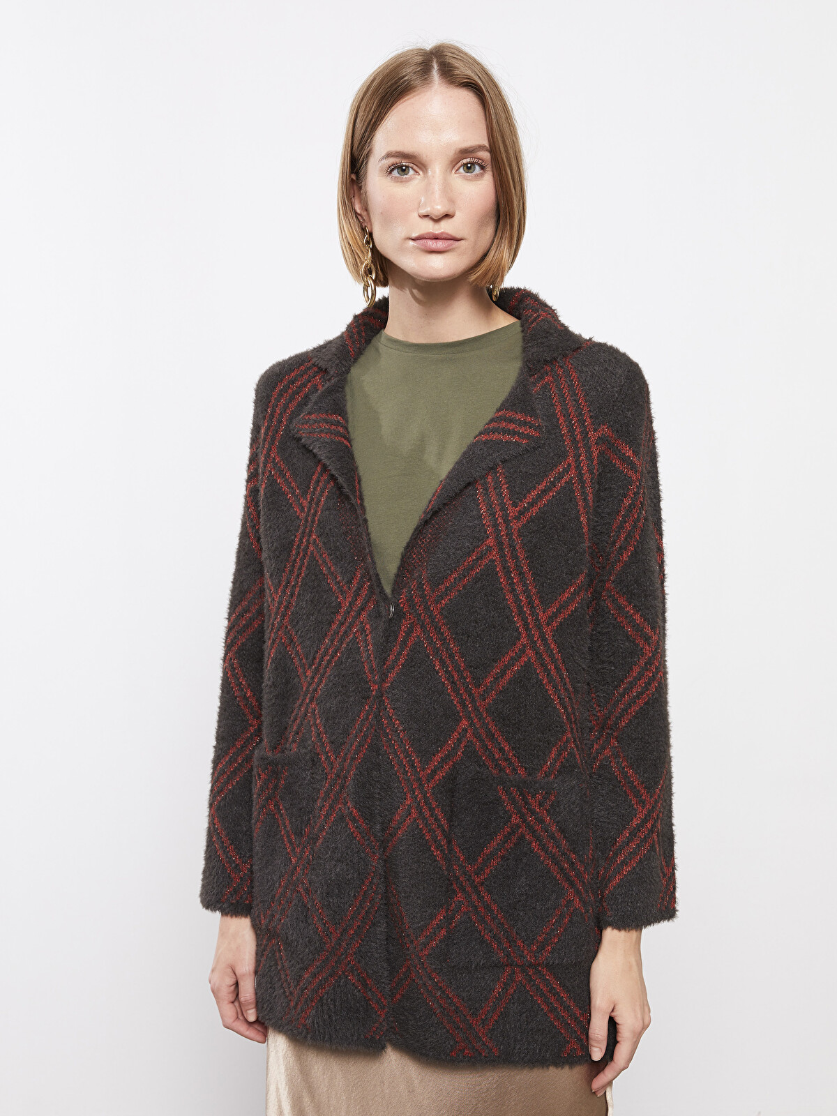 LCWAIKIKI Basic Polo Neck Patterned Long Sleeve Women's Tricot
