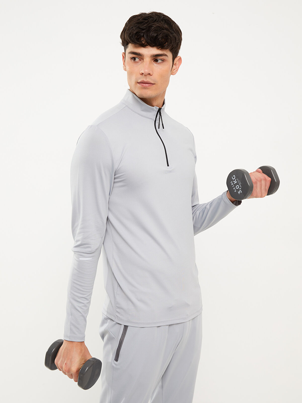 XSIDE ACTIVE Gri Dik Yaka Uzun Kollu Erkek Spor Sweatshirt