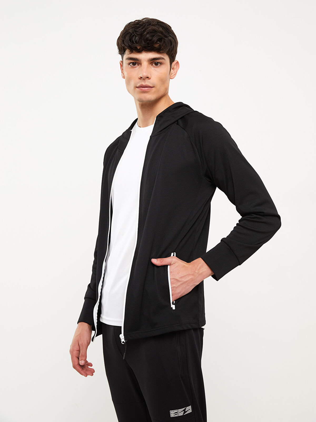 XSIDE ACTIVE Siyah Slim Fit Kapüşonlu Erkek Spor Hırka - W28731Z8