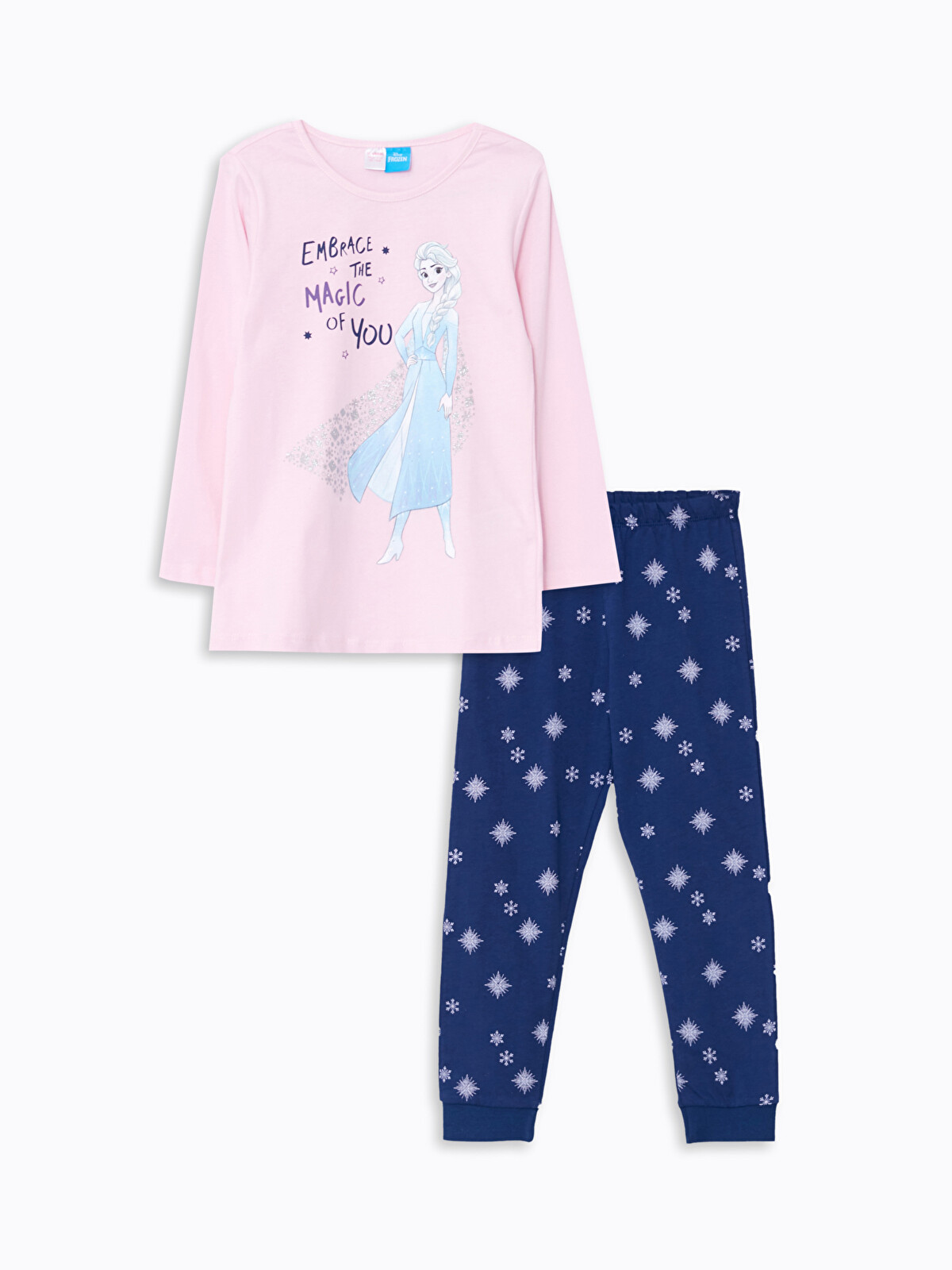 LCW Kids Crew Neck Elsa Printed Long Sleeve Girls' Pyjama Set