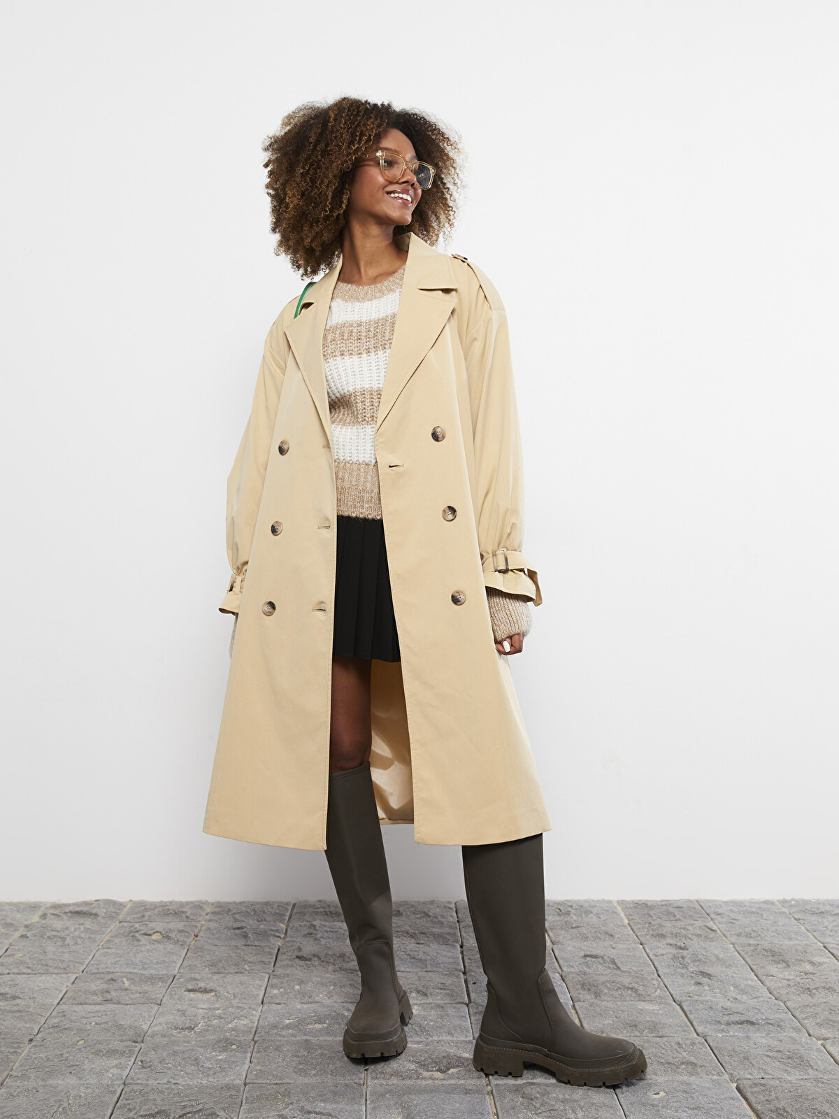 LCW Vision Jacket Collar Regular Long Sleeve Women's Trench Coat