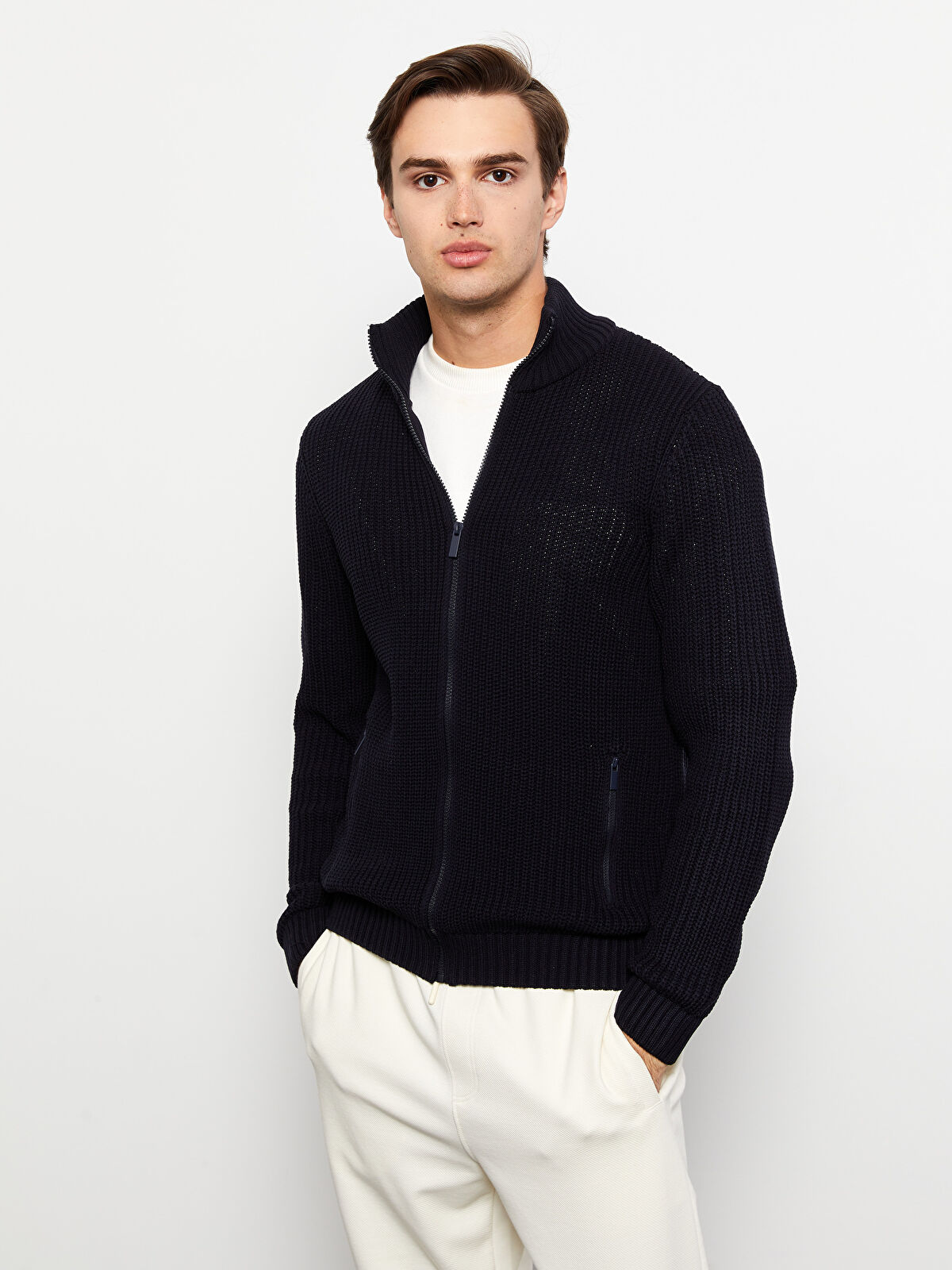 XSIDE Regular Fit Funnel Neck Men's Knit Cardigan -W2AK35Z8