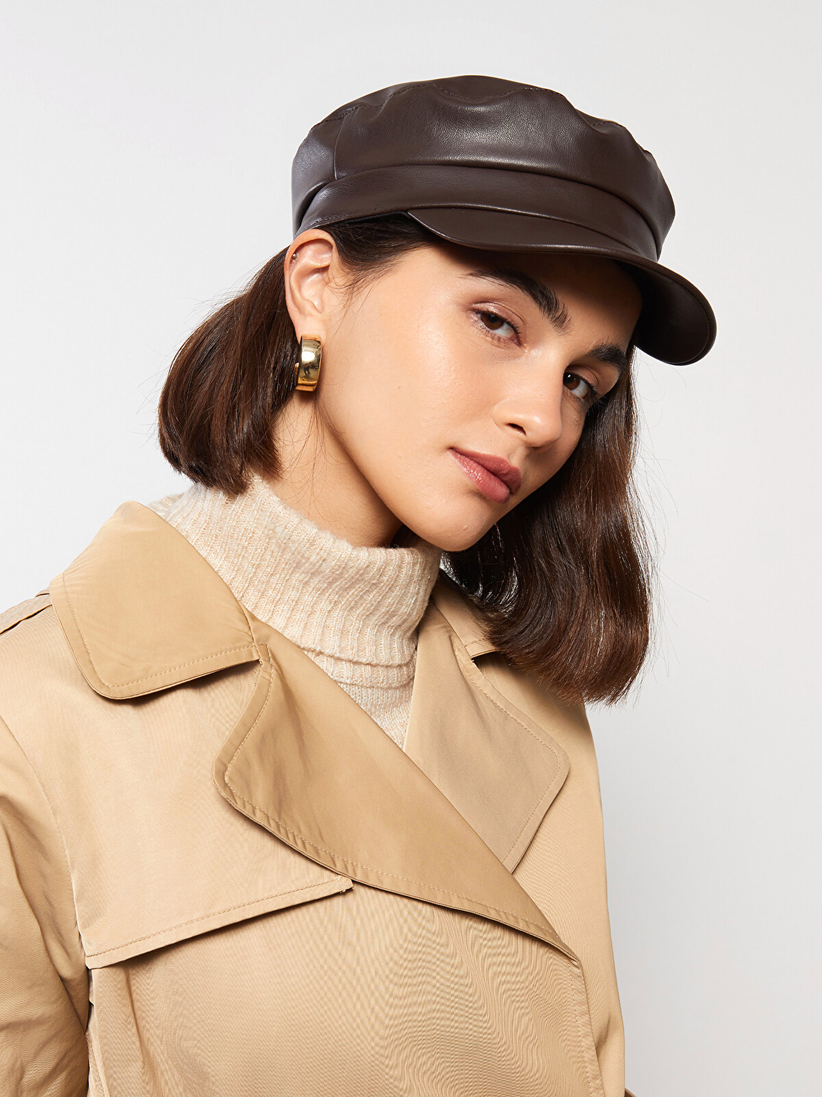 LCW ACCESSORIES Leather Look Women's Sailor Hat - W2BP38Z8-HDT