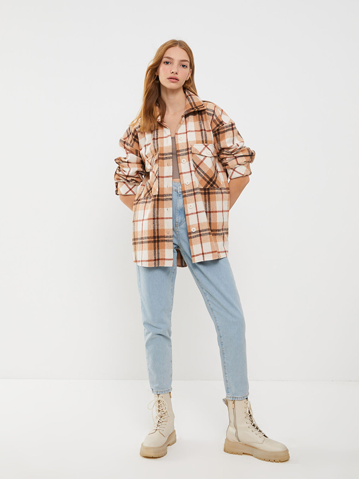 XSIDE Plaid Long Sleeve Flannel Women Lumberjack Shirt