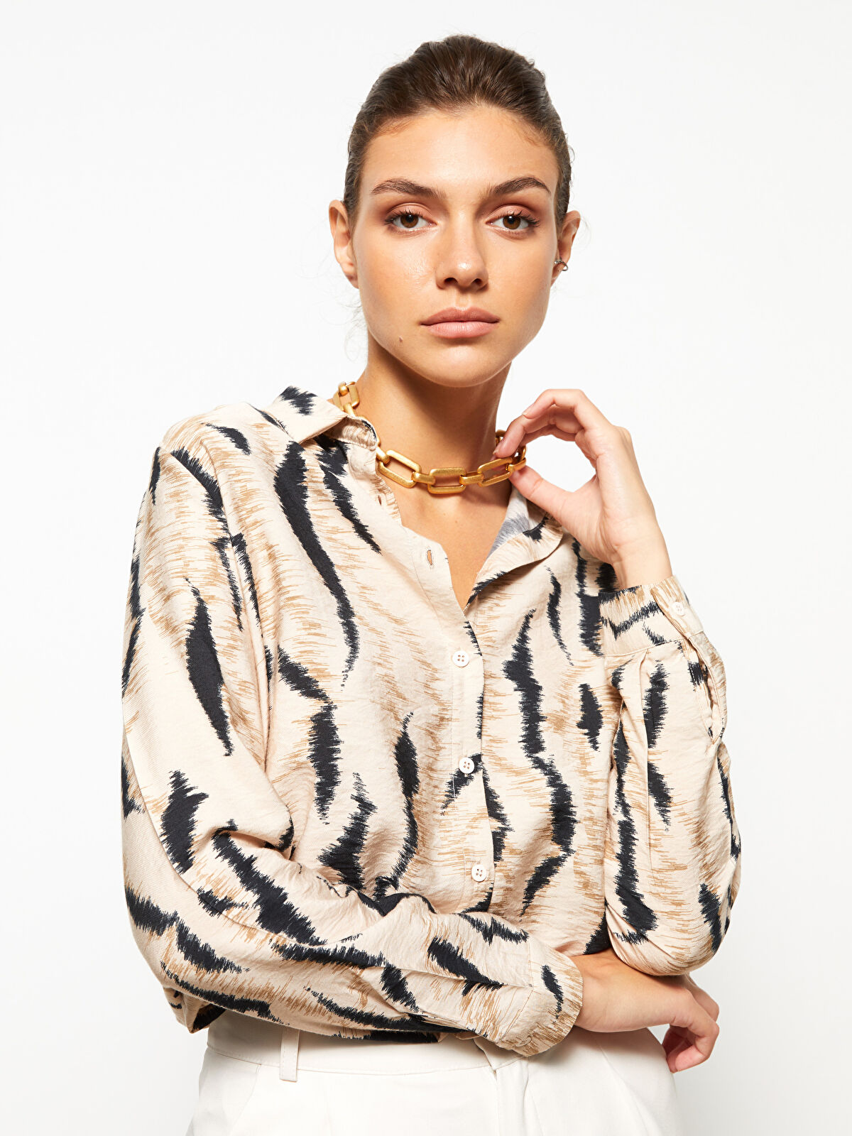 ブラウス シャツ LONG COLLAR CALENDERING SHIRT レディース CORNERS ブラウス シャツ オーバーサイズチェックシャツ