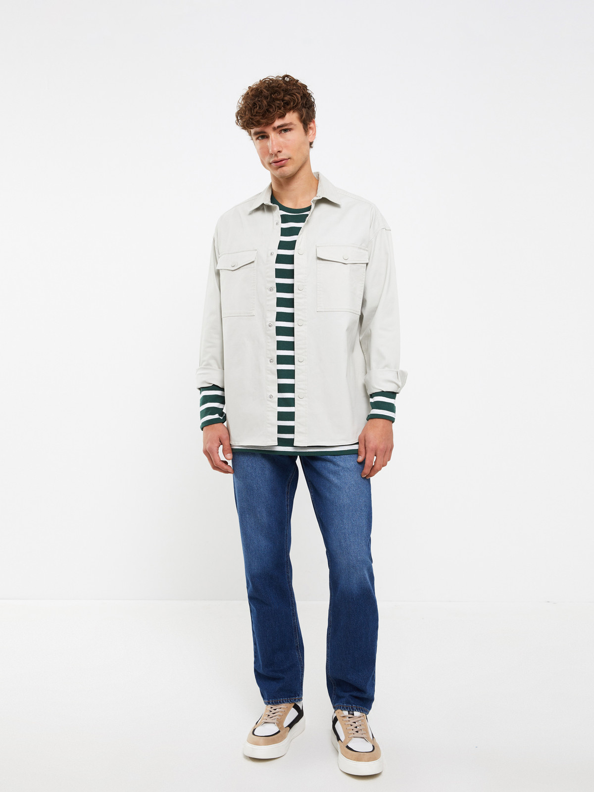 XSIDE Relaxed Fit Long Sleeve Twill Men's Shirt Jacket - W2DG18Z8