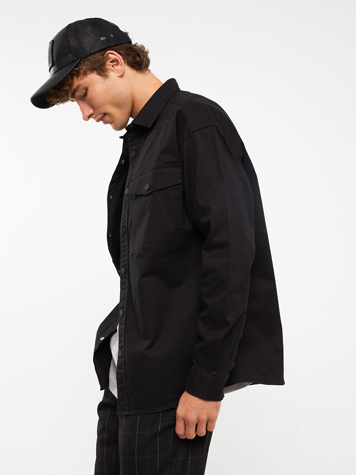 XSIDE Relaxed Fit Long Sleeve Twill Men's Shirt Jacket