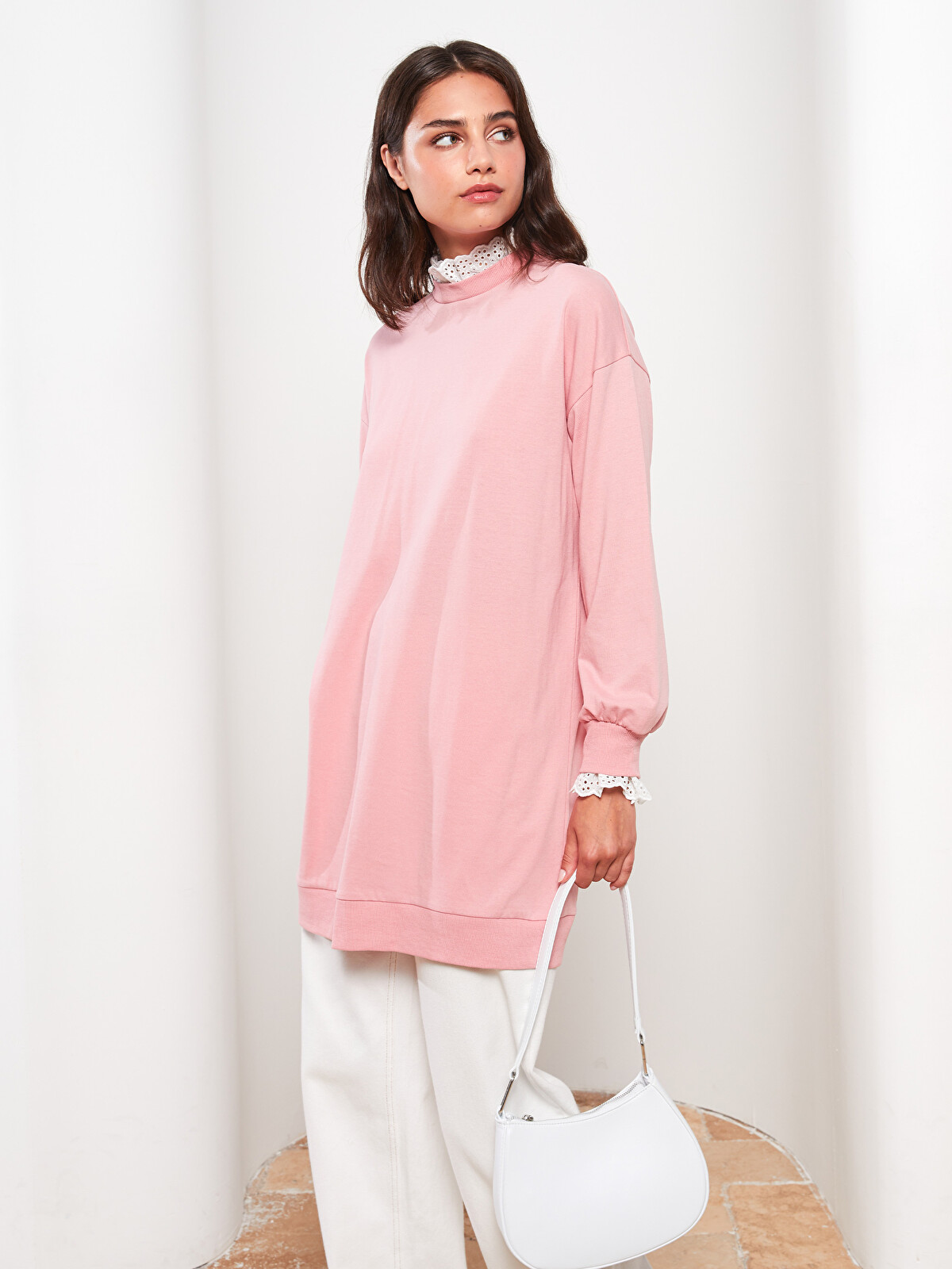 LCW Modest Funnel Neck Plain Long Sleeve Women's Tunic - W2DI55Z8