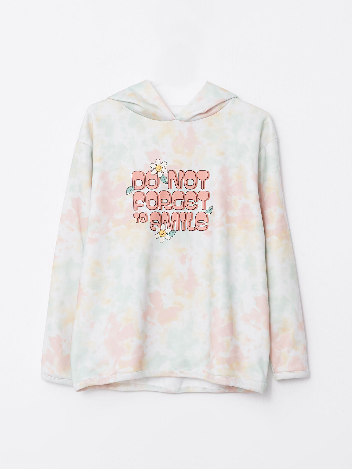 LCW Casual Ekru Baskılı Kadın Kalın Hoodie Anne Kız Kombini