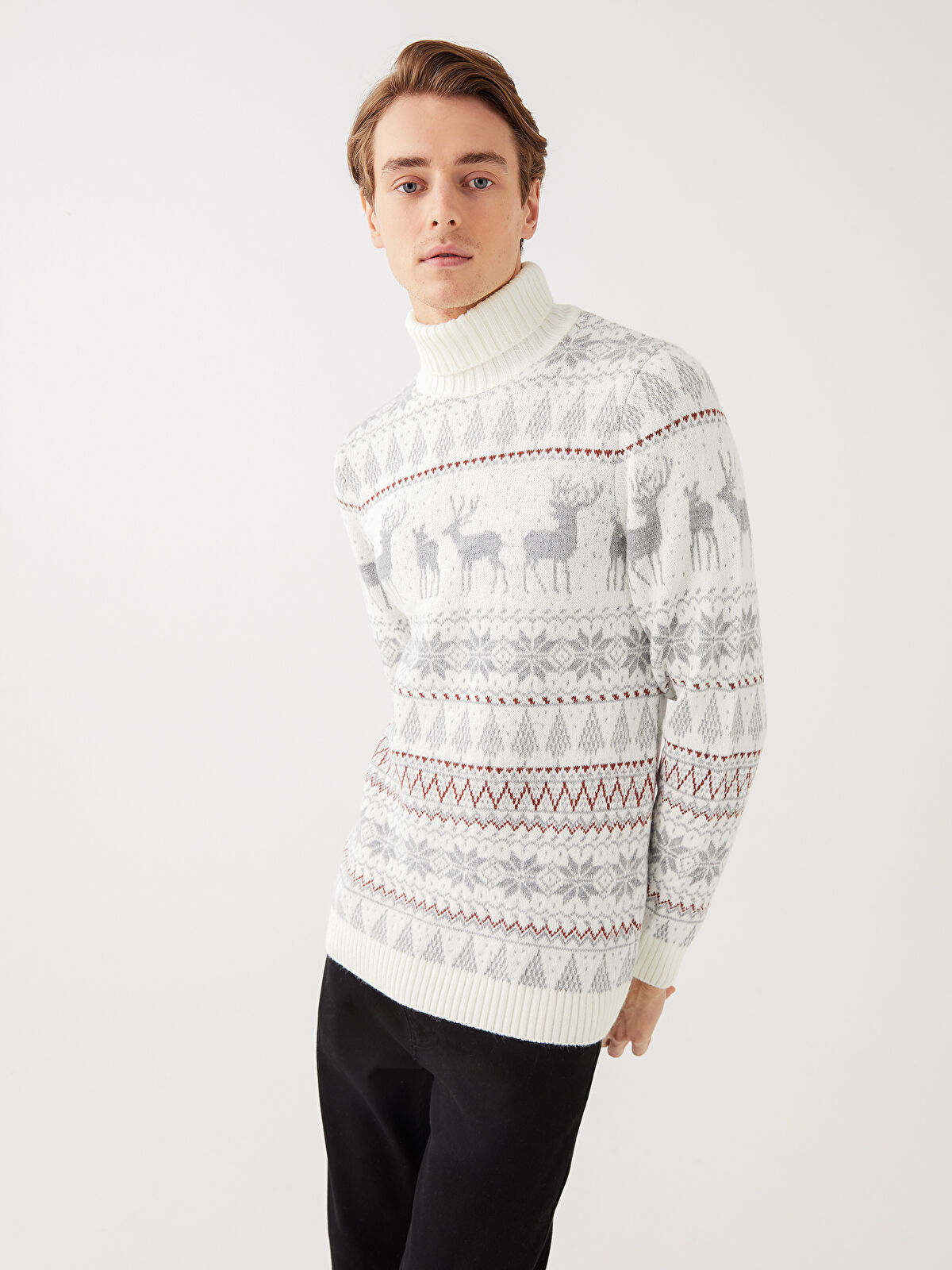XSIDE Turtleneck Christmas Themed Men's Knitwear Sweater
