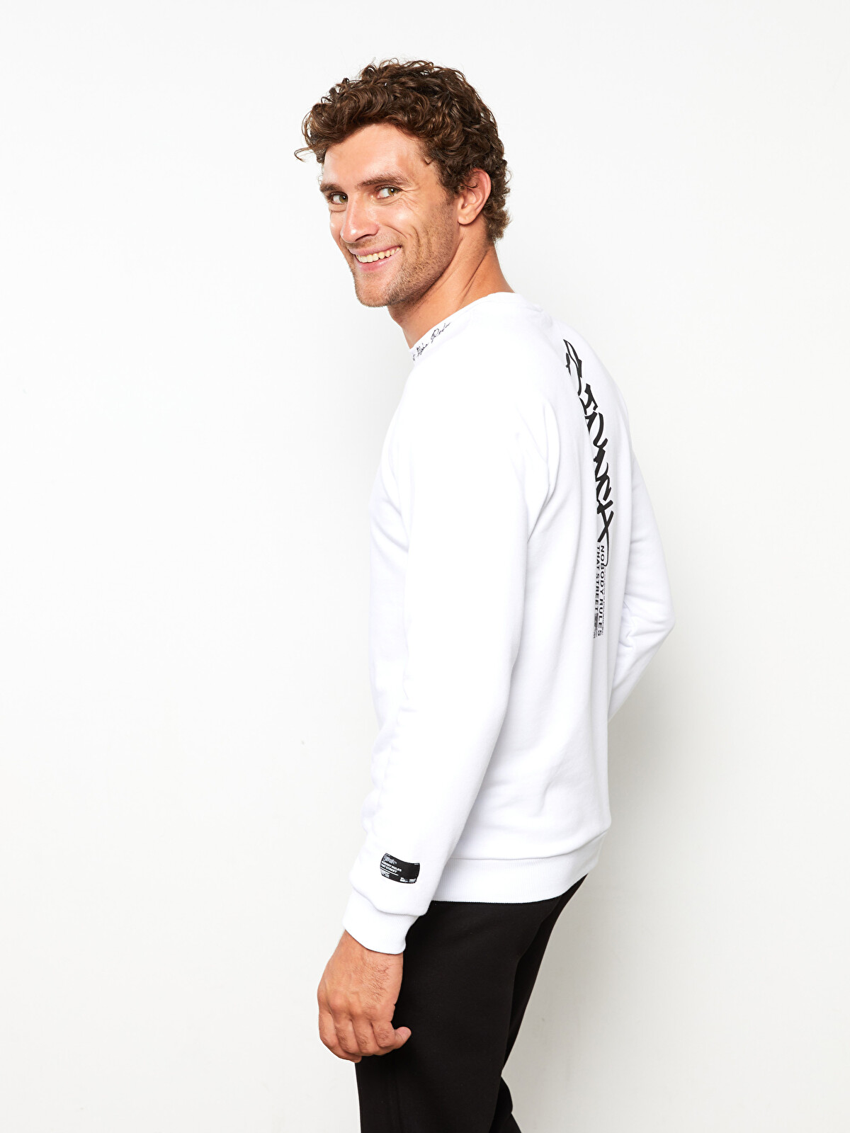 XSIDE Crew Neck Long Sleeve Printed Men's Sweatshirt - W2EP22Z8