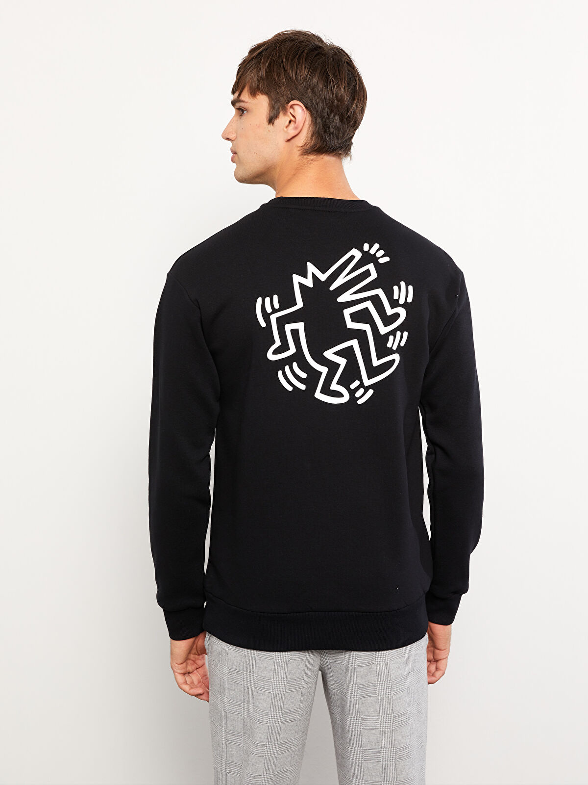 XSIDE Crew Neck Long Sleeve Keith Haring Printed Men's Thick