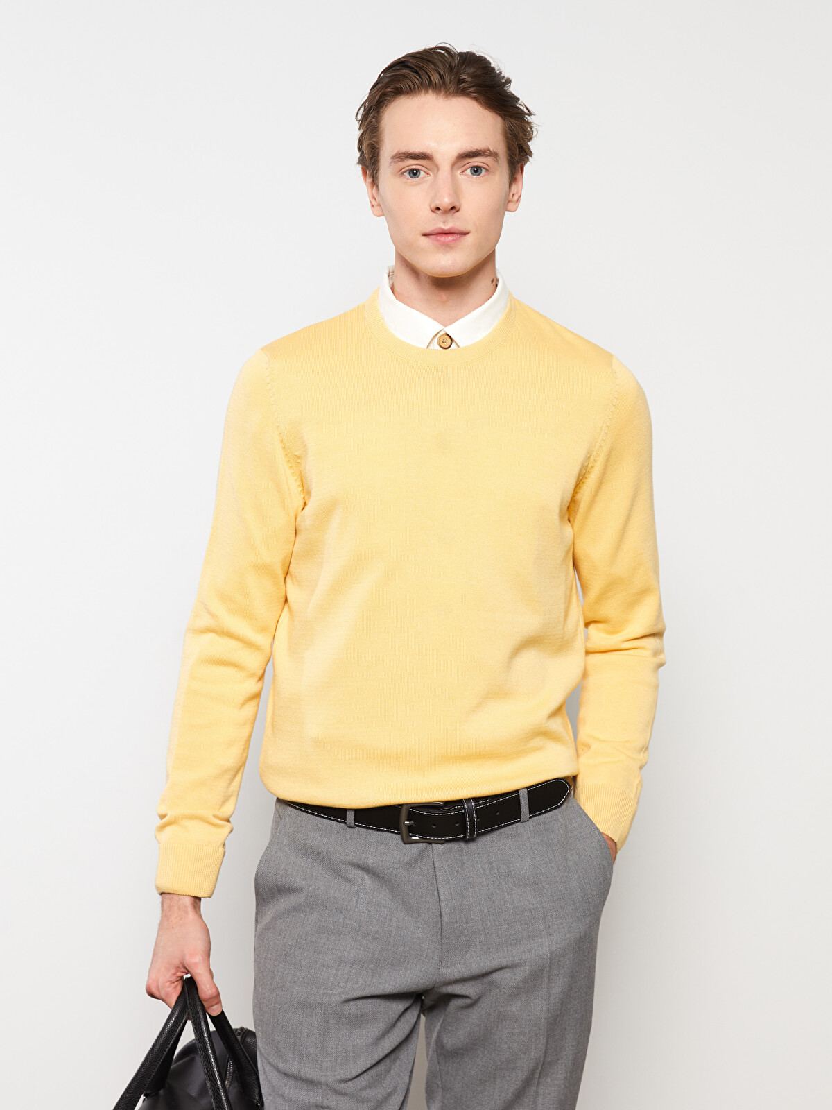 LCWAIKIKI Basic Bisiklet Yaka Erkek Triko Kazak - W2FO11Z8-GAK