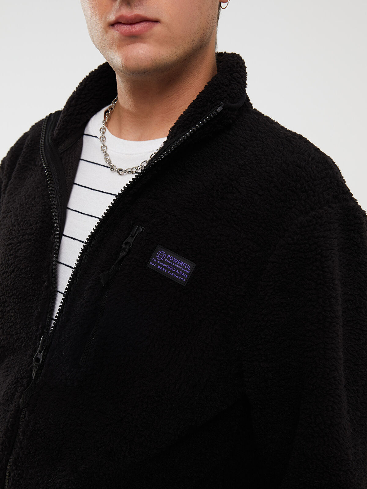 XSIDE Relaxed Fit Turtle Neck Plush Men's Coat -W2FQ15Z8-CVL