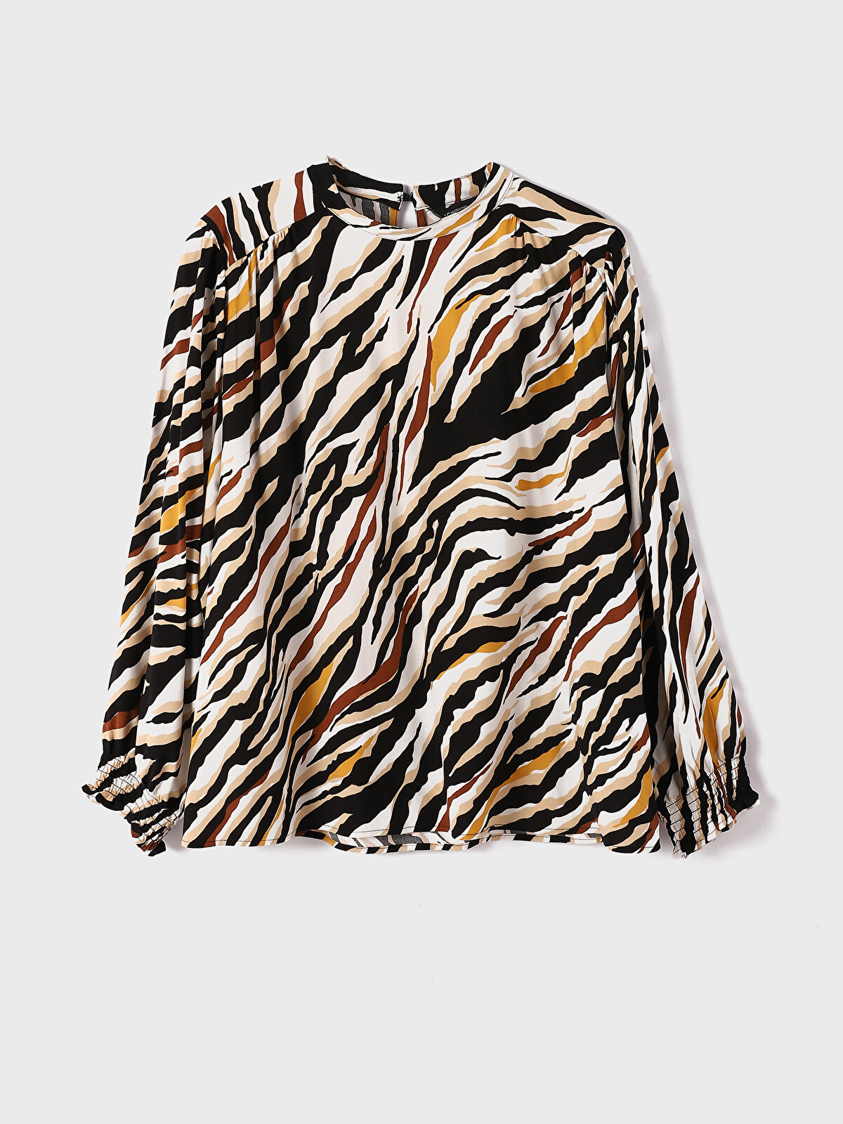 argue belgium linenxcotton lady lon t3枚 LCWAIKIKI Classic Grandad Collar Patterned Long Sleeve Women's