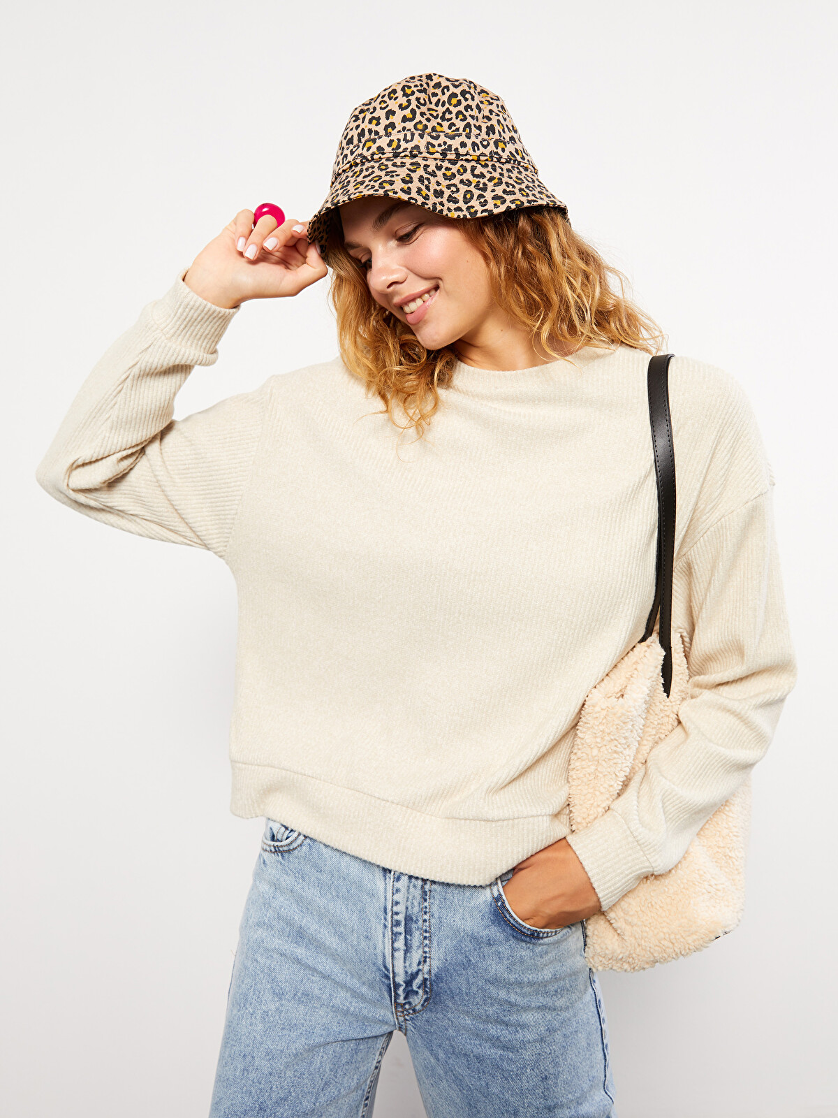 XSIDE Bisiklet Yaka Düz Uzun Kollu Kadın Sweatshirt - W2G288Z8-SGE