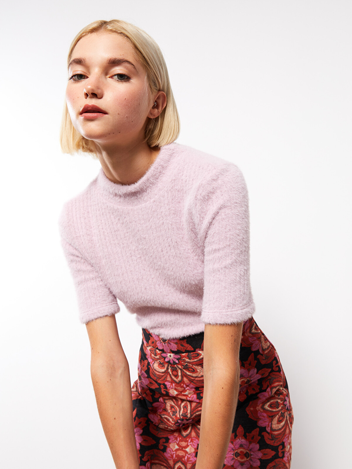 LCW Vision Half Turtleneck Straight Short Sleeve Women's Knitwear