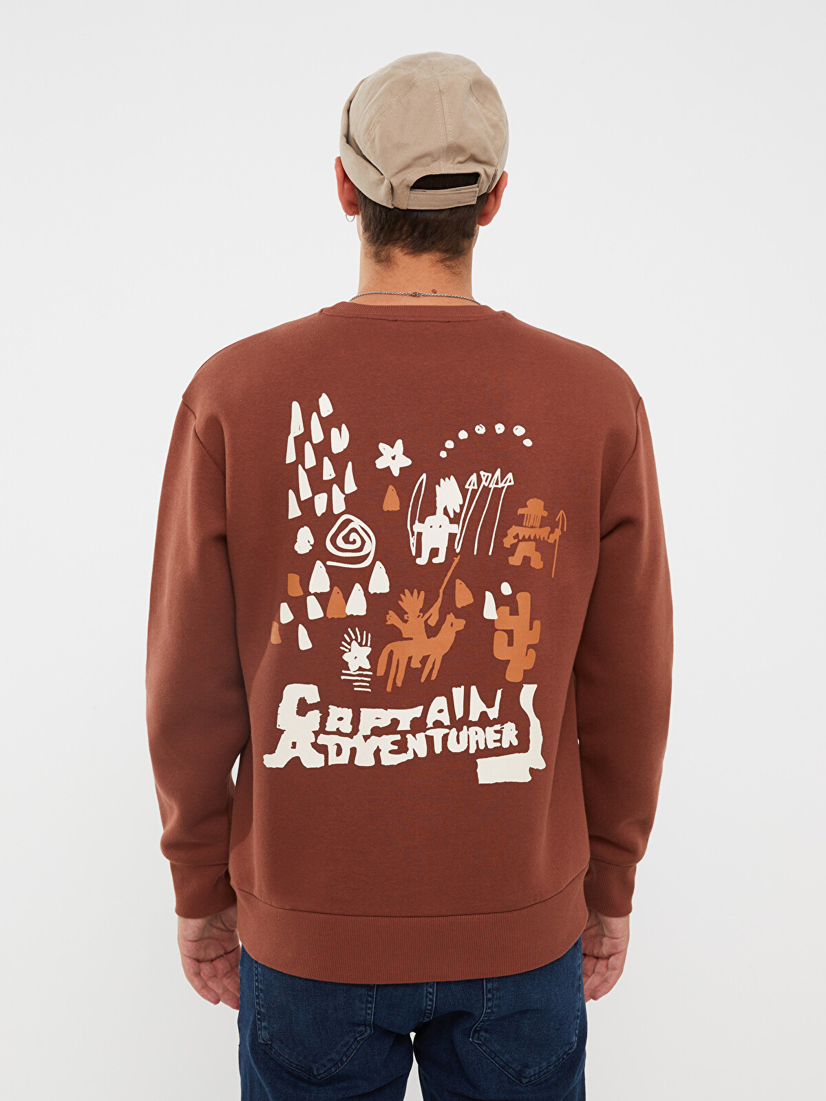 XSIDE Crew Neck Printed Men's Thick Sweatshirt - W2HD50Z8-S5B | LC