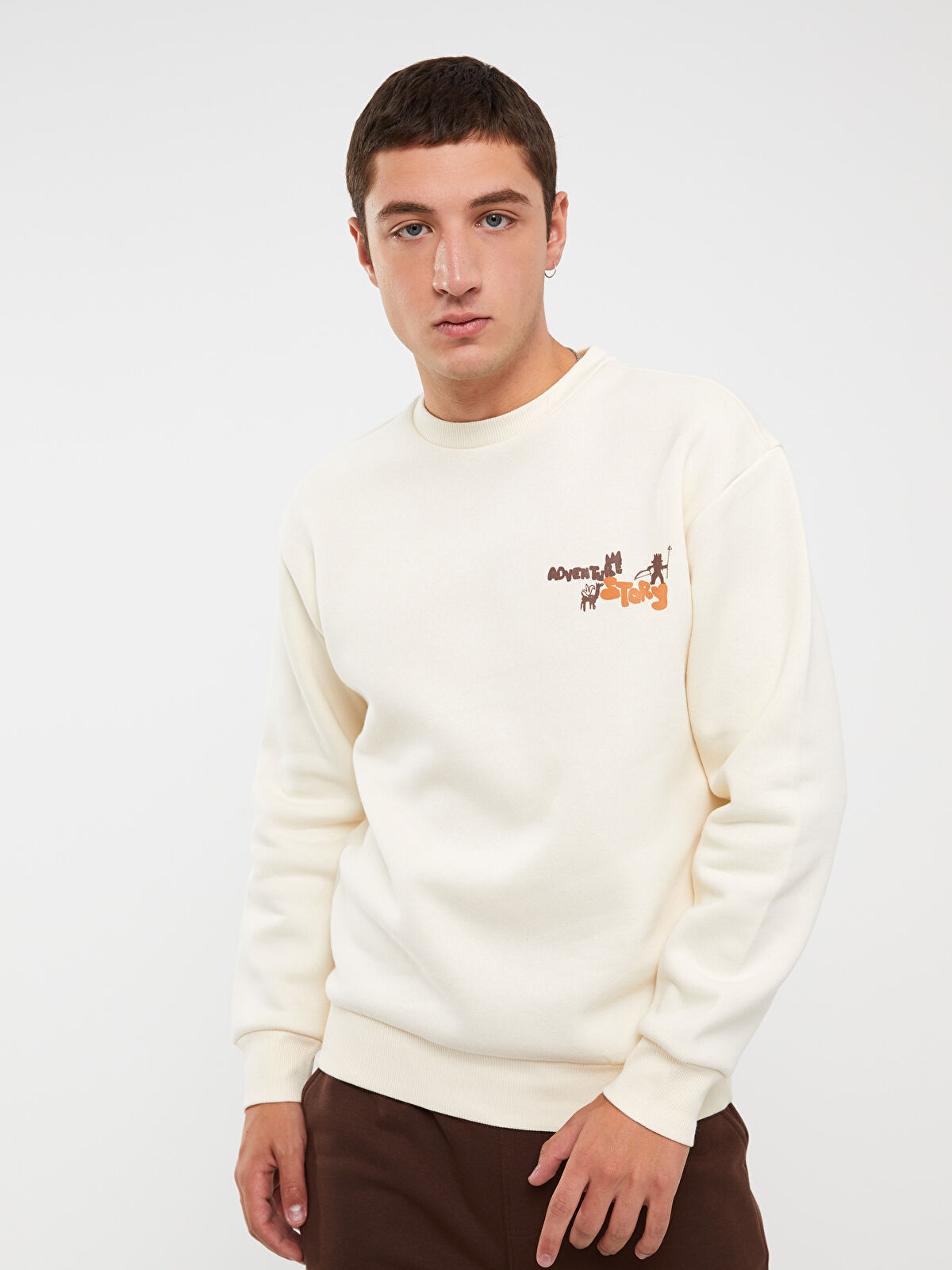 XSIDE Crew Neck Printed Men's Thick Sweatshirt -W2HD51Z8-RTA